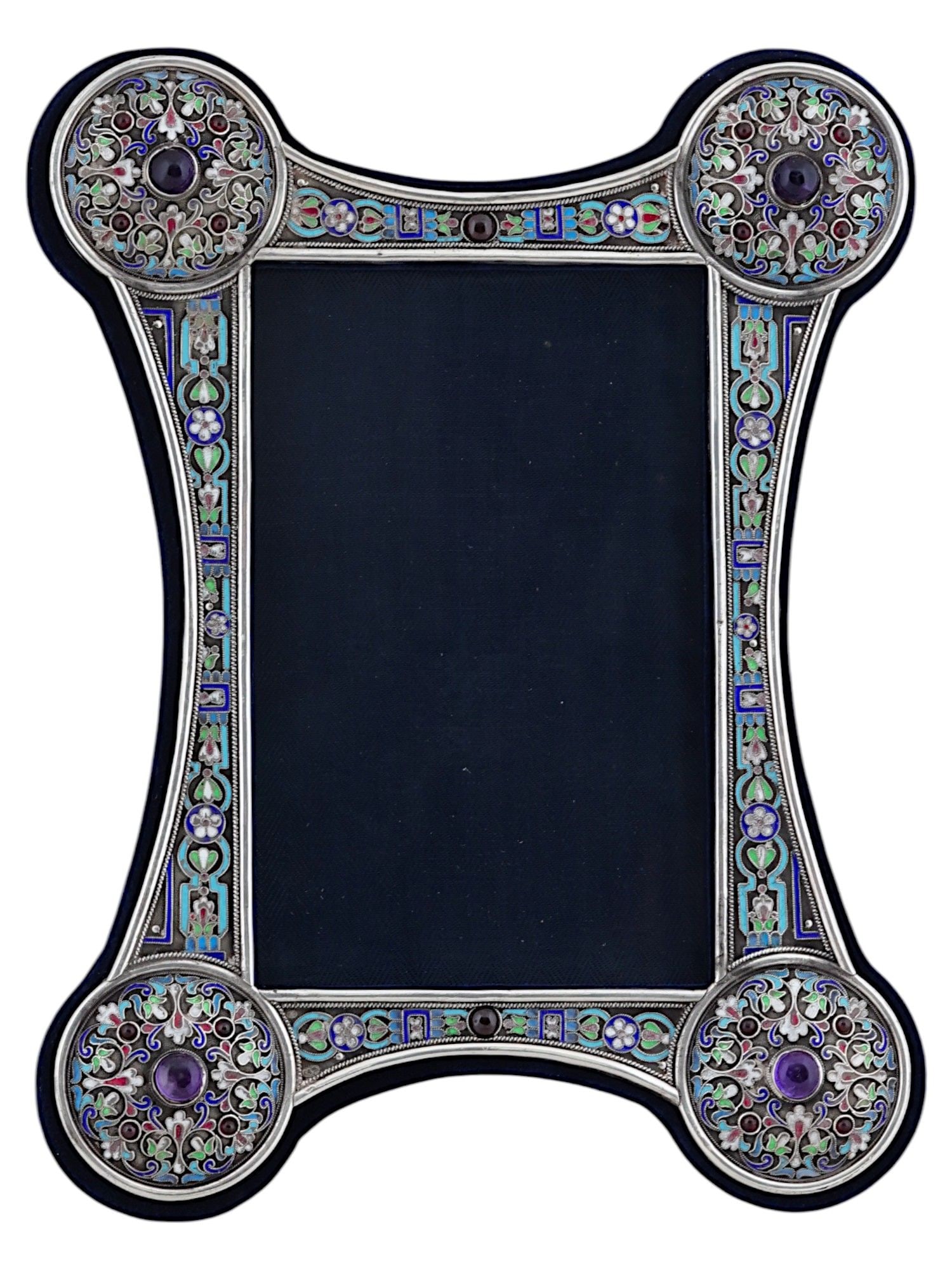 RUSSIAN SILVER AND CLOISONNE ENAMEL PICTURE FRAME (1 of 5)