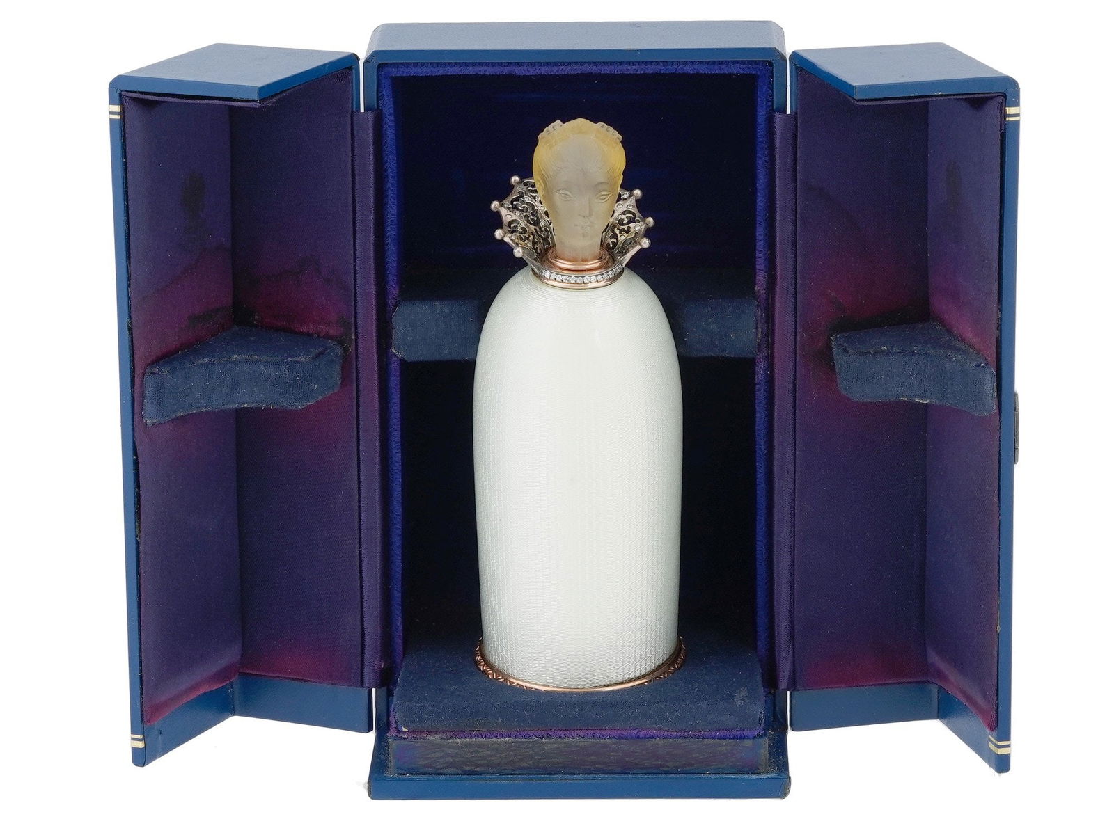 RUSSIAN GOLD GUILLOCHE ENAMEL GEMS PERFUME BOTTLE (1 of 11)