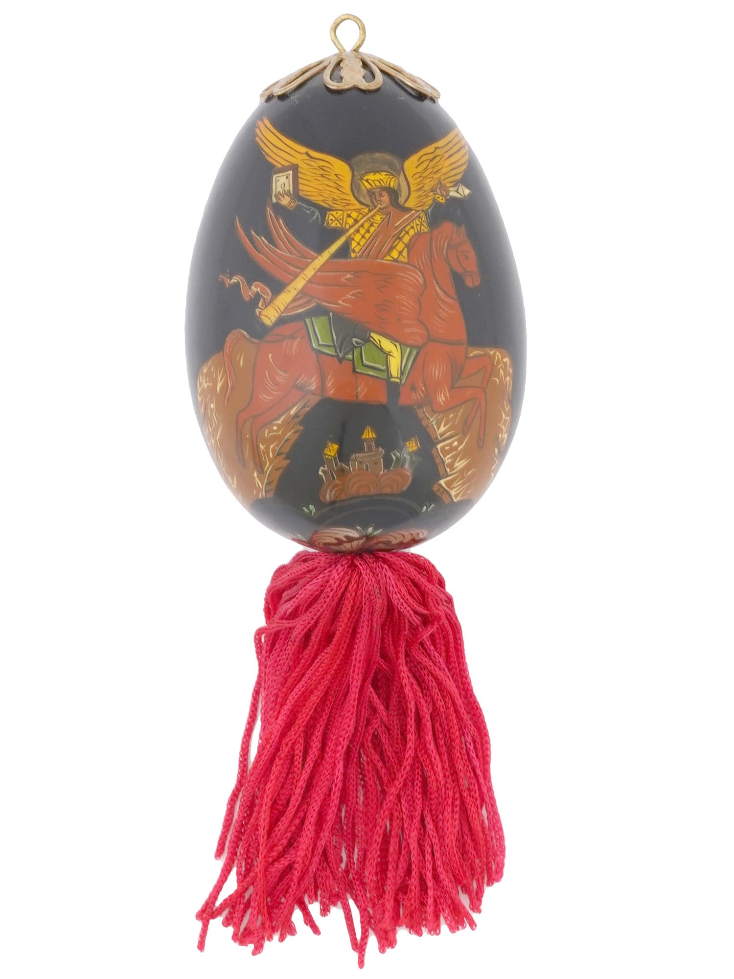 RUSSIAN PAPIER MACHE EASTER EGG ARCHANGEL GABRIEL (1 of 4)