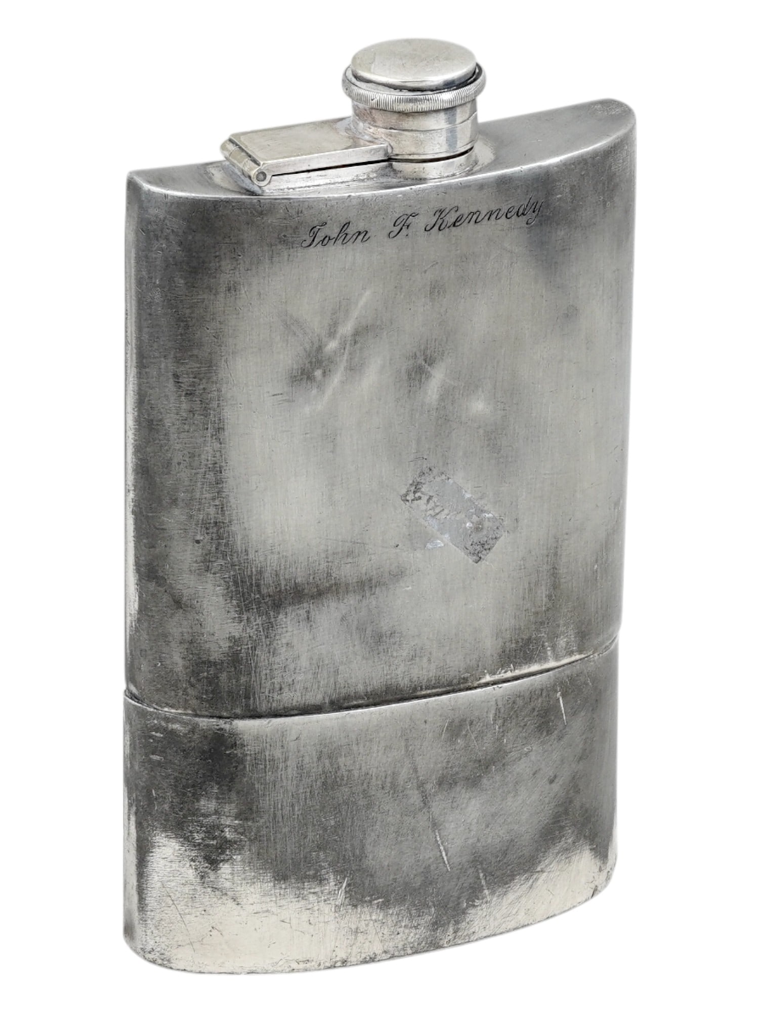 VINTAGE DUNHILL HIP FLASK INSCRIBED JOHN KENNEDY (1 of 8)