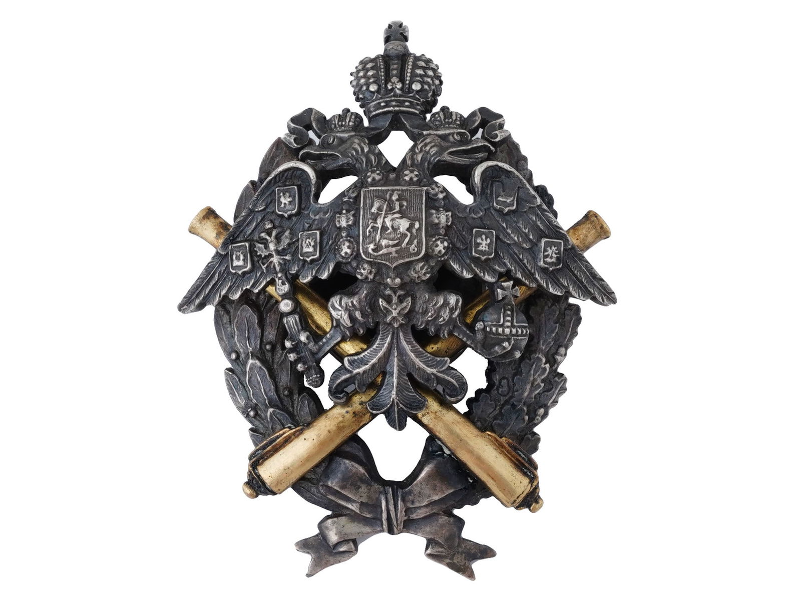 RUSSIAN IMPERIAL SILVER BADGE ARTILLERY SHOOTING SCHOOL (1 of 9)