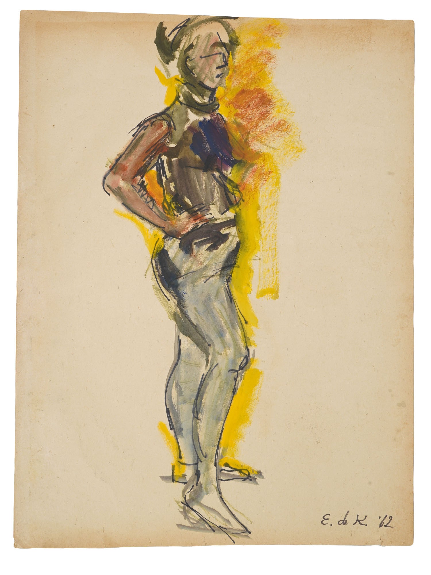 ATTR TO ELAINE DE KOONING MIXED MEDIA PAINTING (1 of 6)