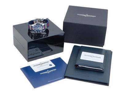 SWISS ULYSSE NARDIN MARINE DIVER MONACO 2014 WATCH IOB: A Swiss Ulysse Nardin Marine Diver Monaco 2014 Limited Edition wristwatch with 300-meter water resistance, featuring a crenelated unidirectional rotating bezel and a screw-down crown with rubber accen