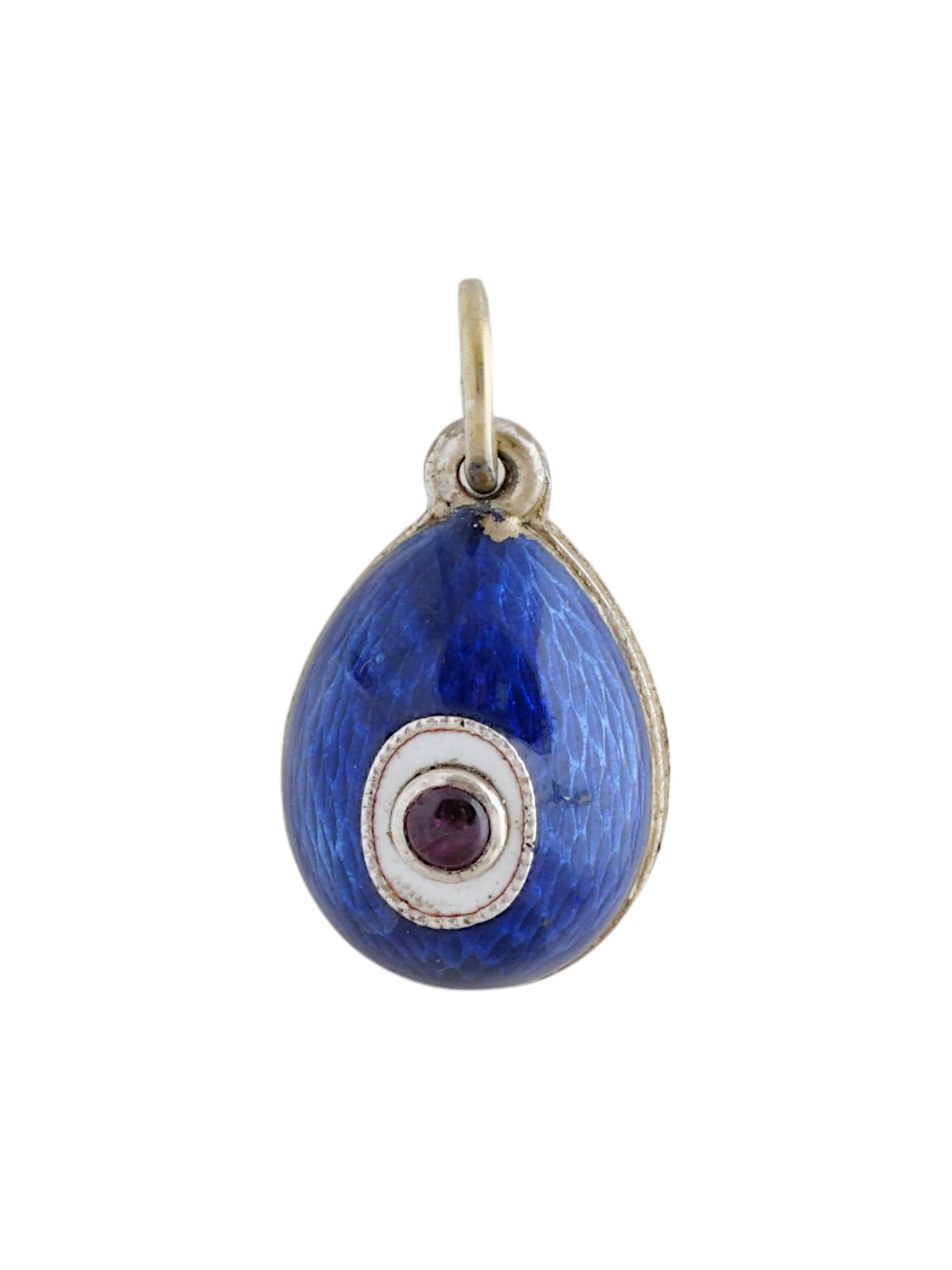 RUSSIAN 88 SILVER AND ENAMEL GEMSTONE EGG PENDANT (1 of 6)