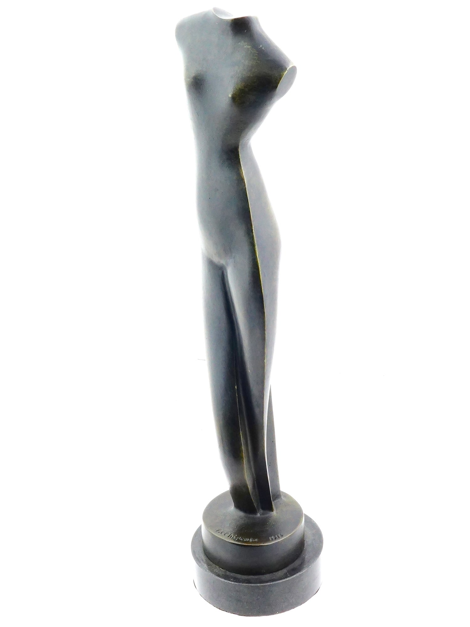 PARIS SCHOOL BRONZE FIGURE AFTER ALEXANDER ARCHIPENKO: A Modernist patinated bronze sculpture, Flat Torso, depicting a figurative female torso, after the original bronze sculpture, 1916, by Alexander Archipenko, Russian, Ukrainian, American, French, 1887