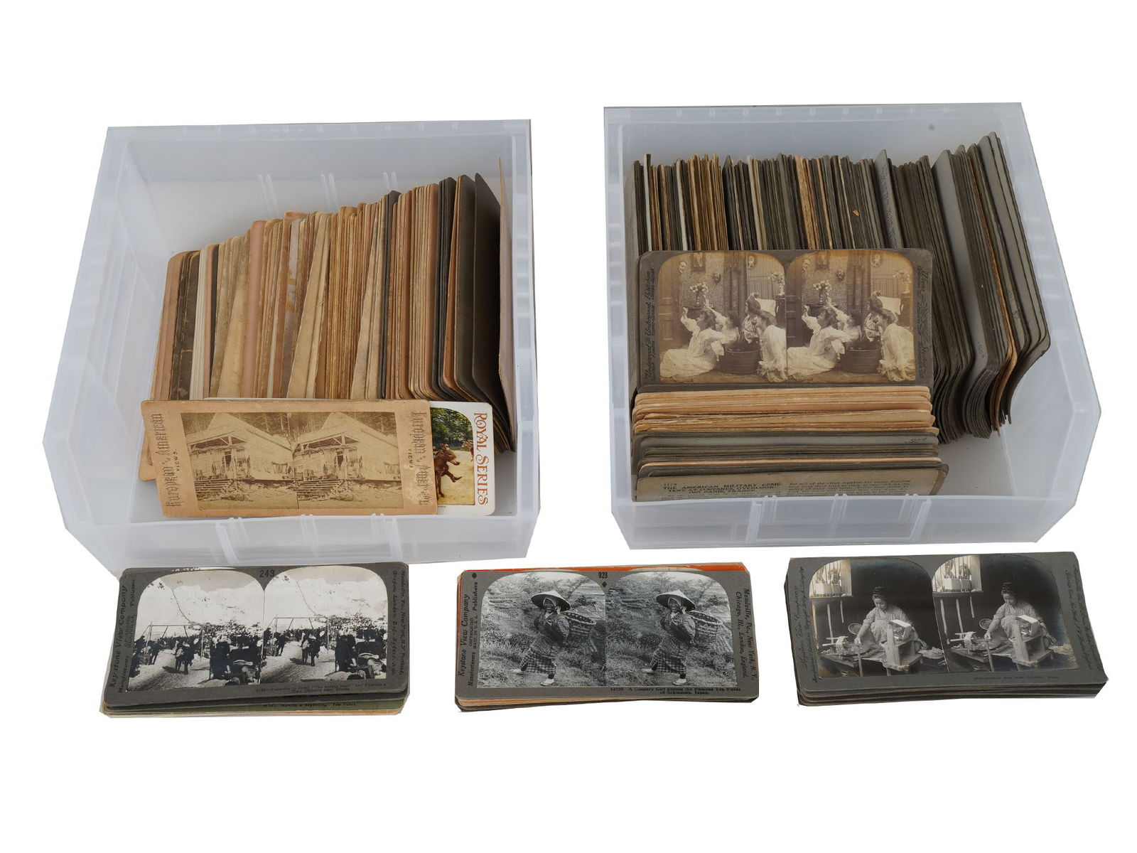 EXTRA LARGE COLLECTION OF ANTIQUE STEREO PHOTO CARDS (1 of 9)