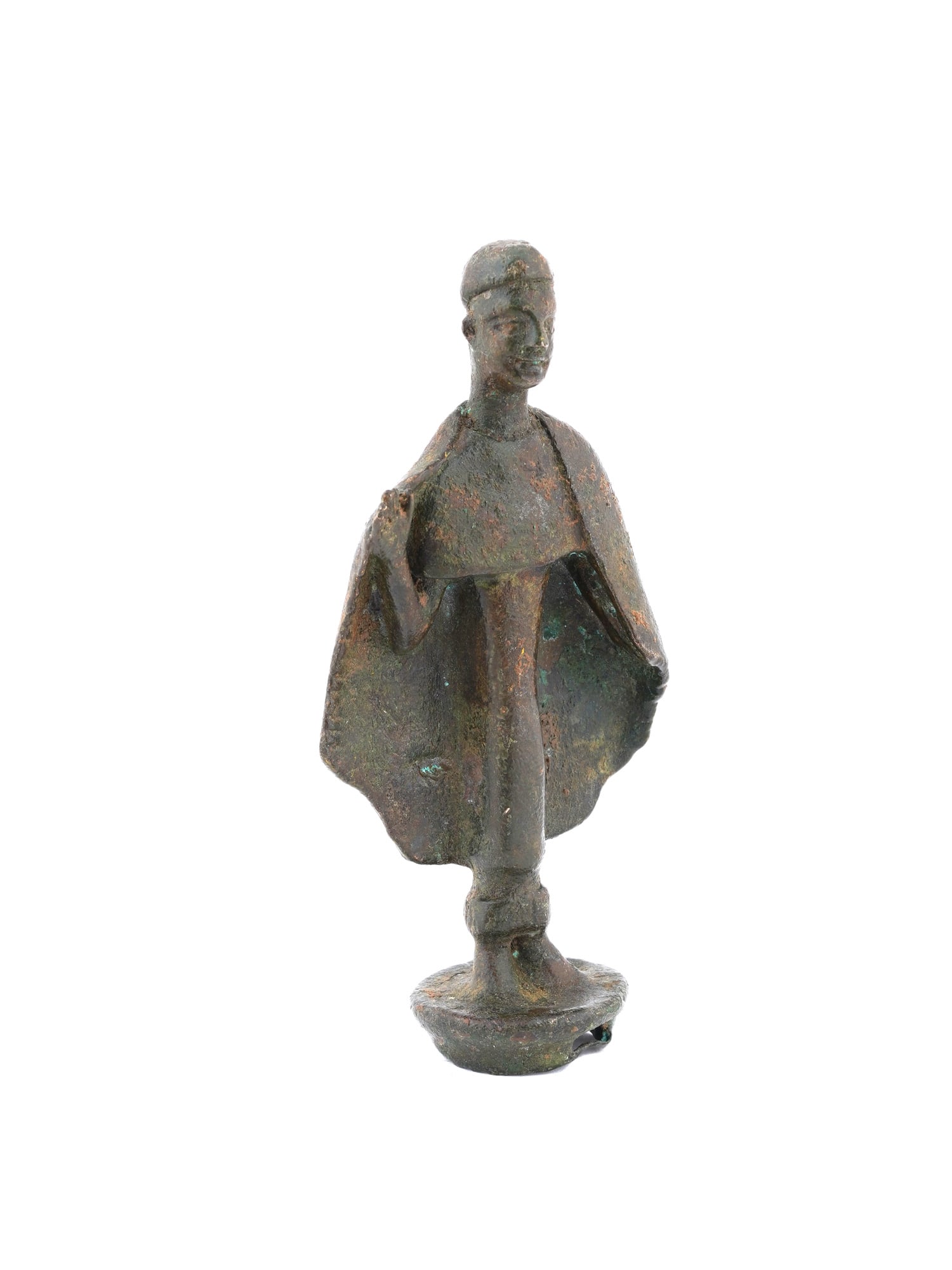 ANCIENT BRONZE MALE FIGURINE IN CAPE CA 1000 BC (1 of 6)