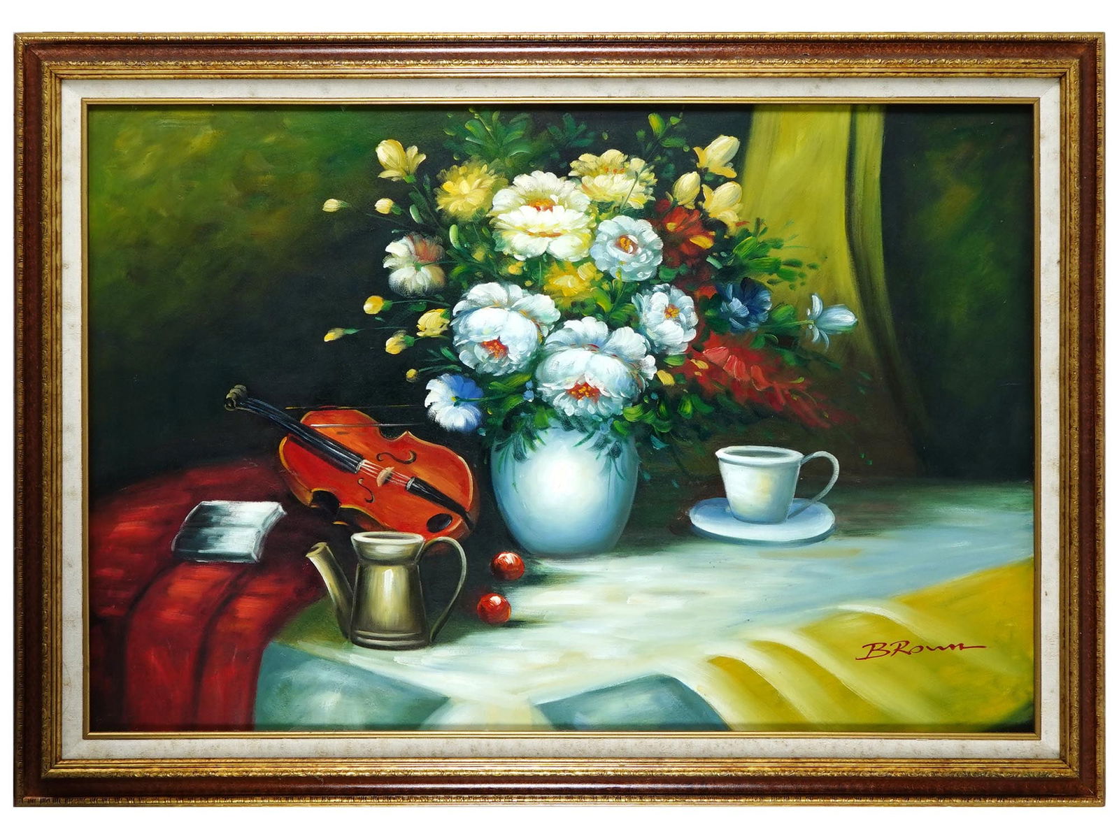 MID 20TH CEN STILL LIFE OIL PAINTING SIGNED BY BROWN (1 of 4)