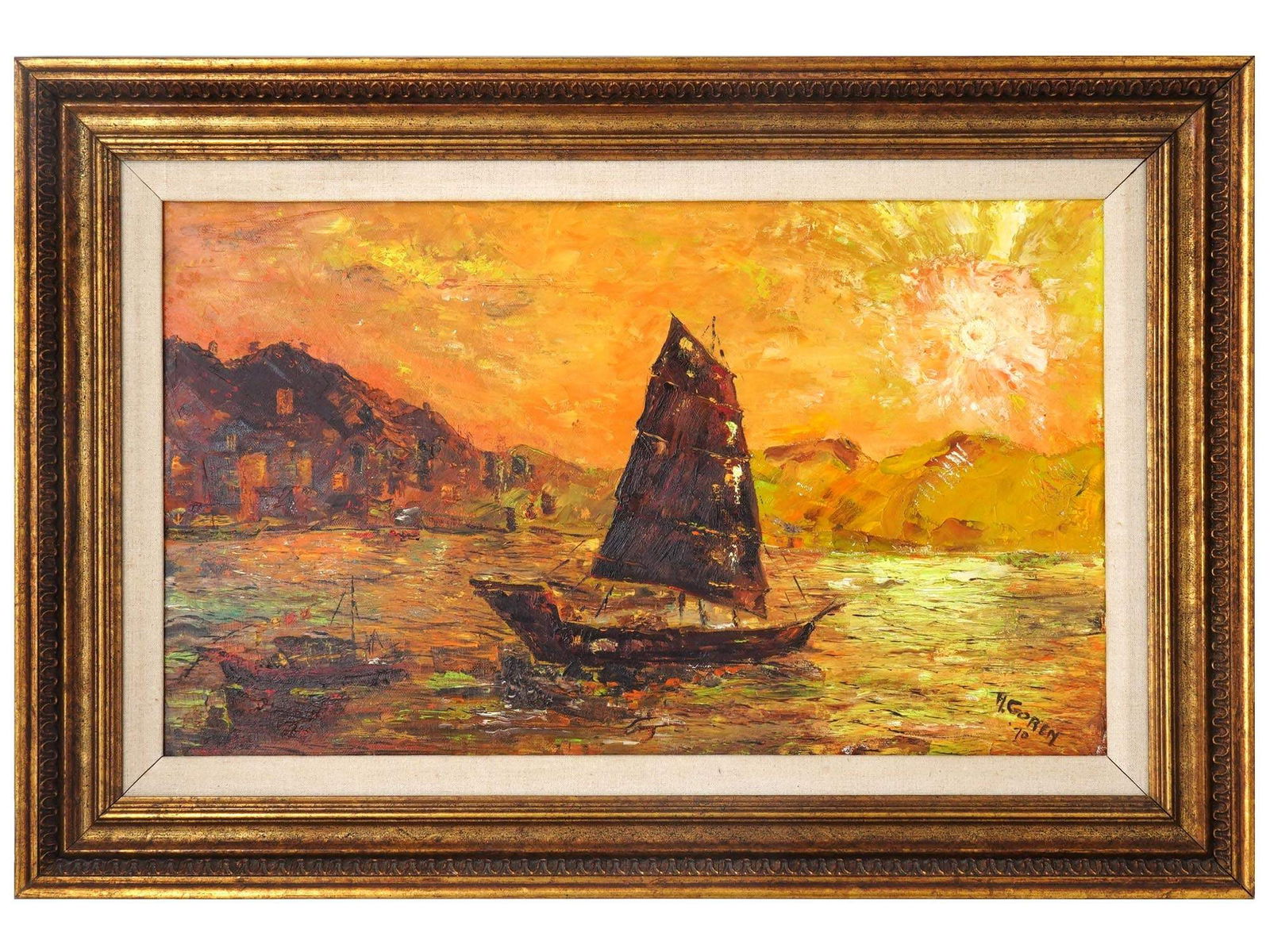 VINTAGE SEASCAPE OIL PAINTING SIGNED H. GOREN (1 of 4)