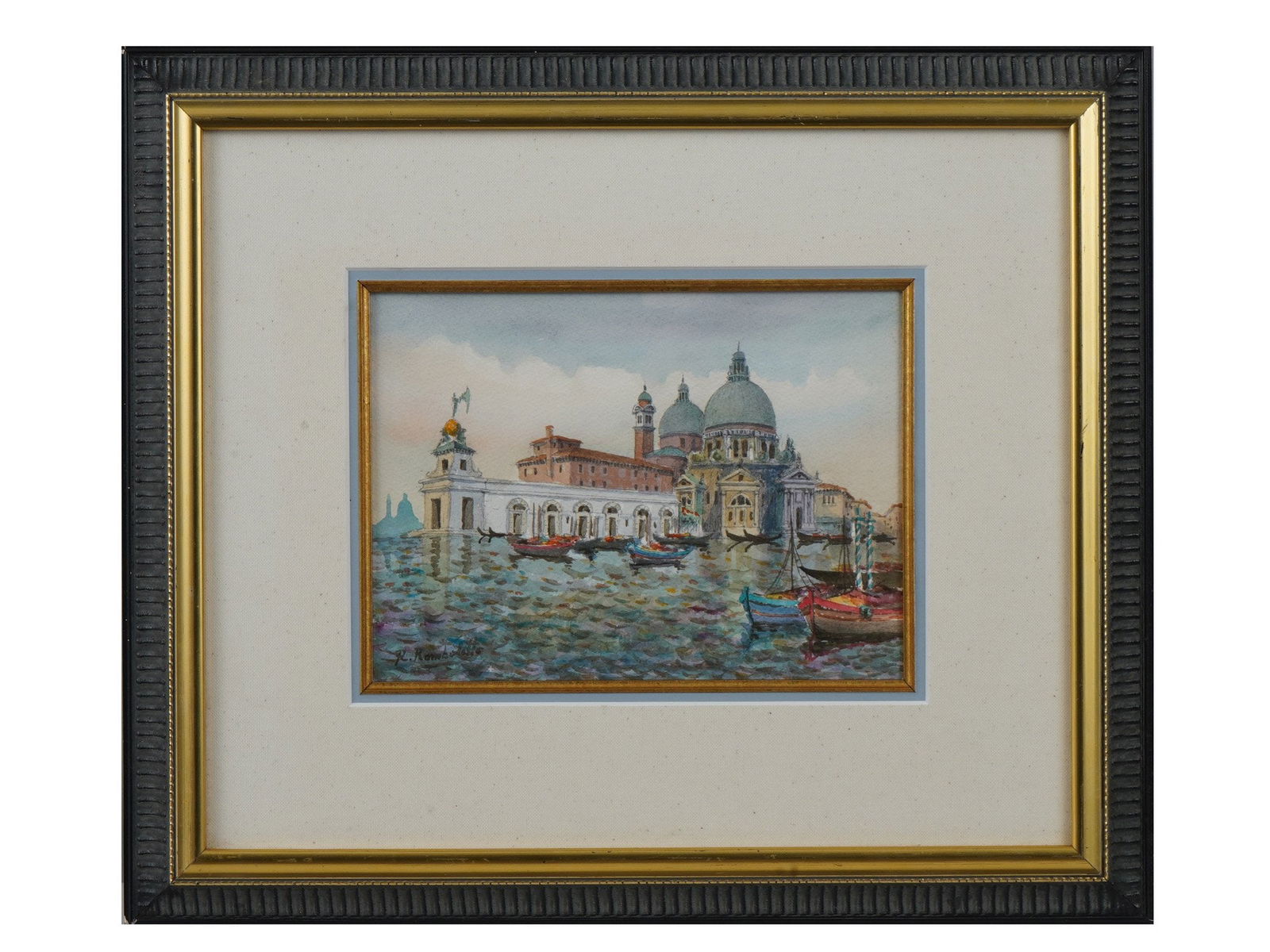 VINTAGE ITALIAN WATERCOLOR PAINTING BY R ROMBOLITTO (1 of 4)