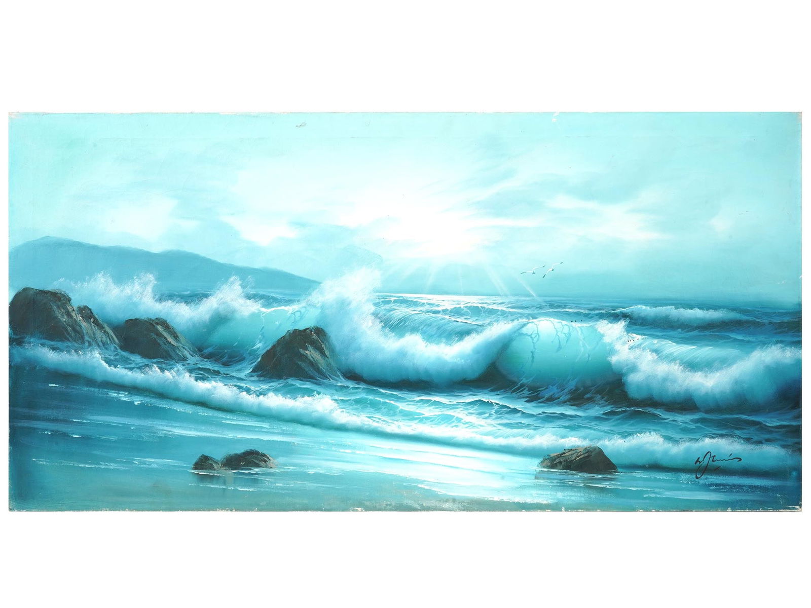 REALISTIC SEASCAPE OIL PAINTING SIGNED BY ARTIST (1 of 6)