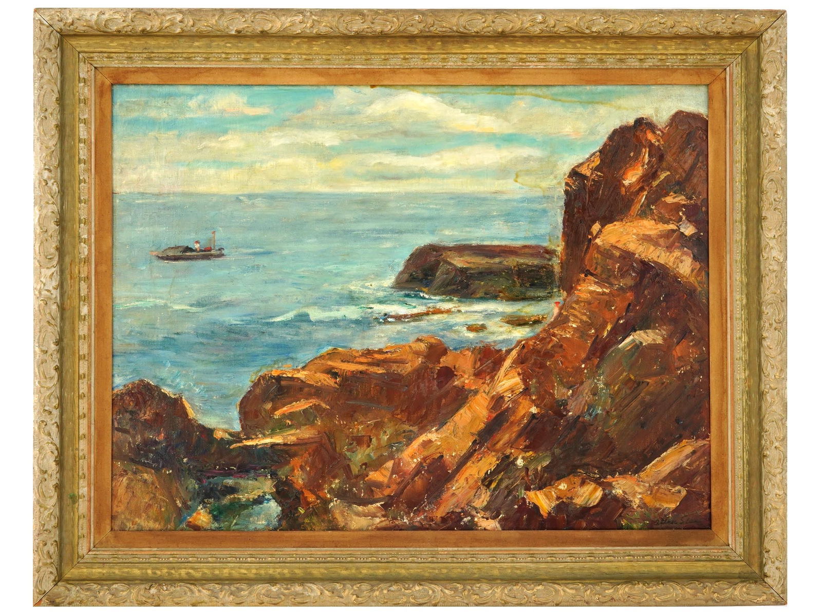 AMERICAN SEASCAPE OIL PAINTING BY ALLEN STONE (1 of 6)