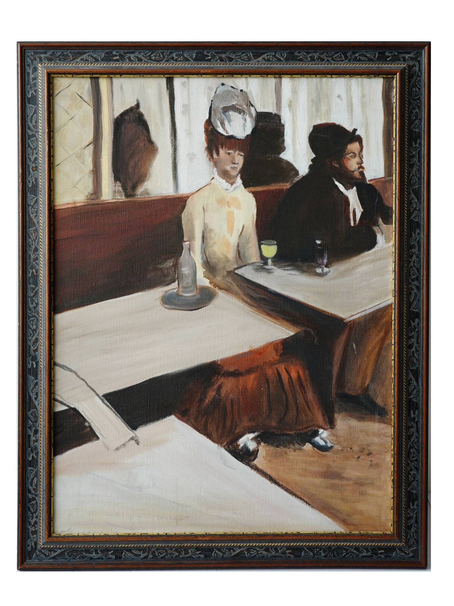 ABSINTHE DRINKER OIL PAINTING AFTER EDGAR DEGAS (1 of 4)