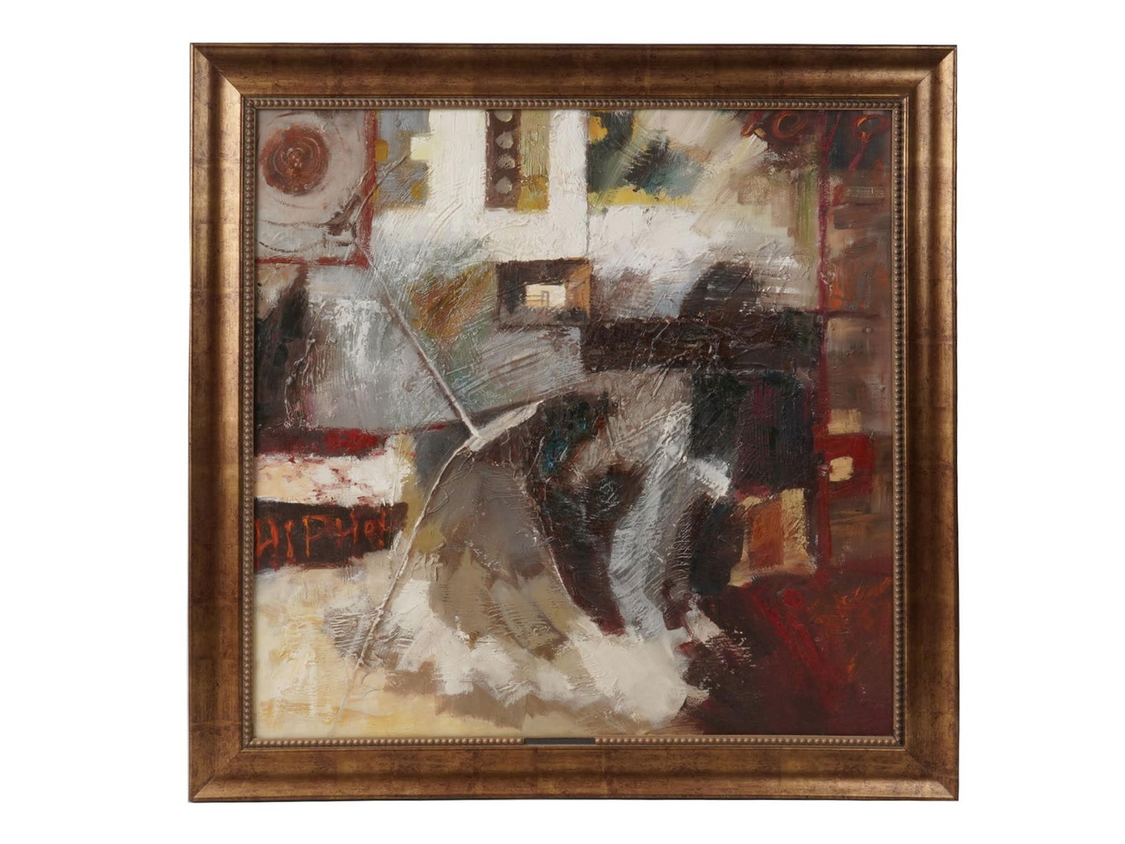 VINTAGE ABSTRACT OIL ON CANVAS PAINTING HIP HOP (1 of 4)