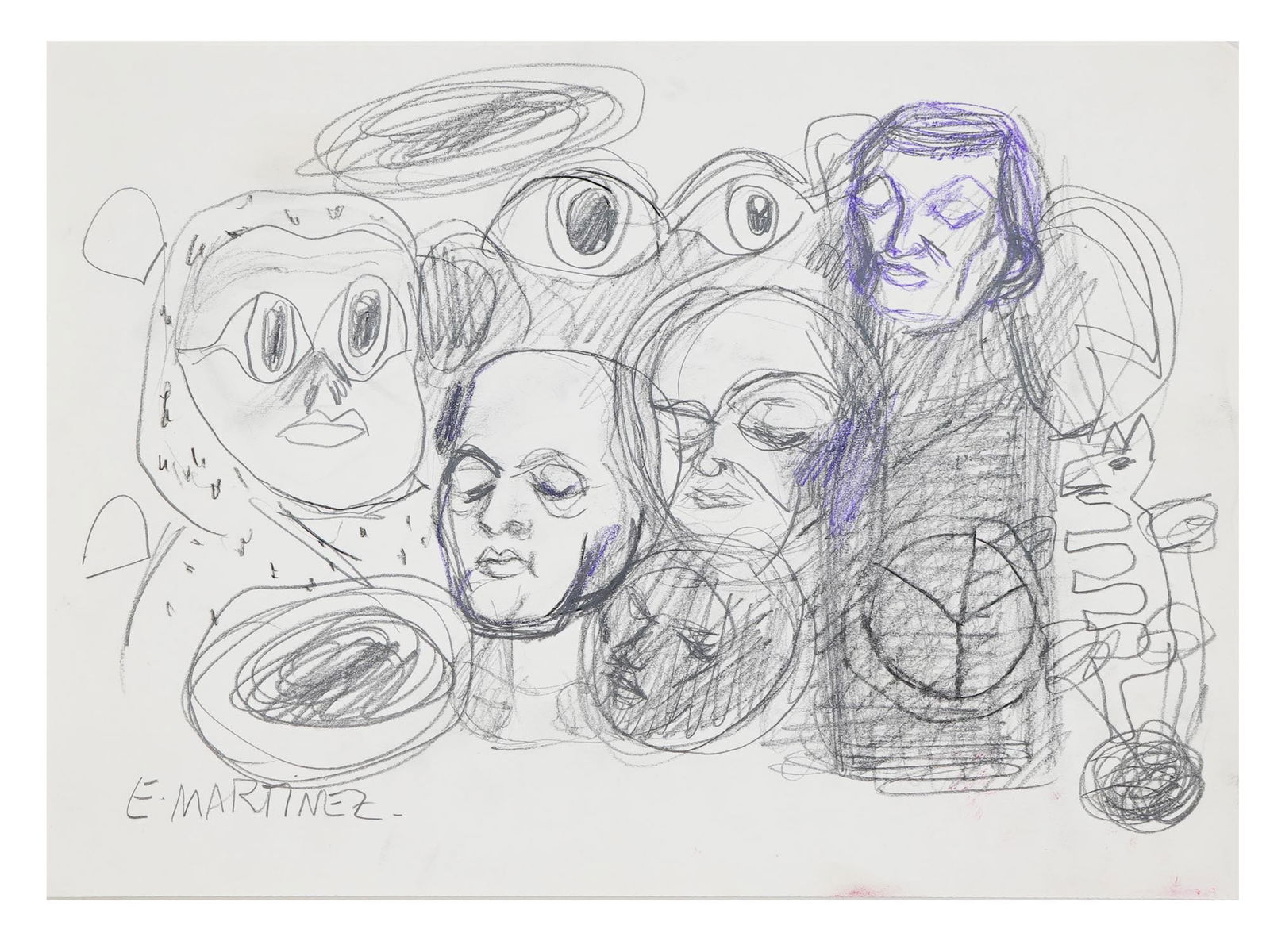 EDDIE MARTINEZ MANNER MODERN MIXED MEDIA PAINTING (1 of 4)