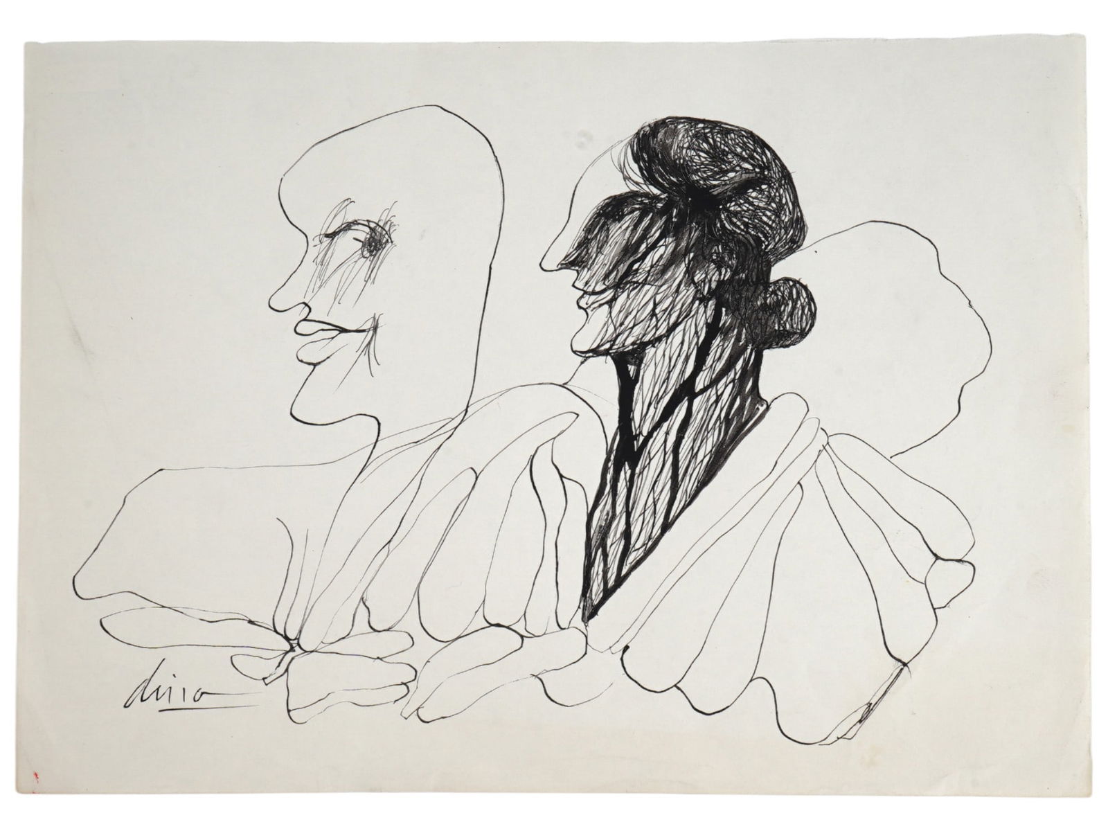 ERNESTO DEIRA ARGENTINE FIGURATIVE INK PAINTING (1 of 3)