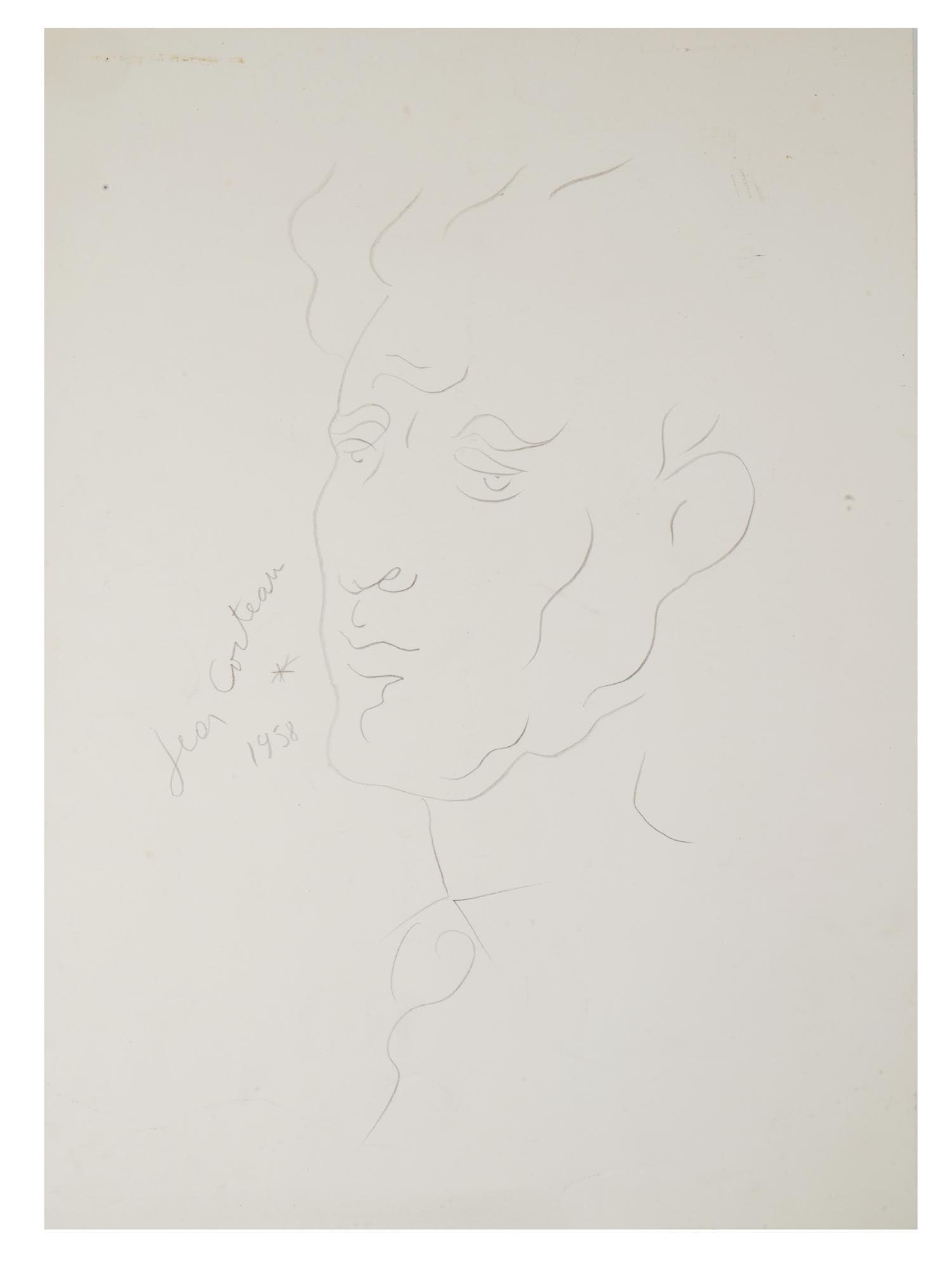AFTER JEAN COCTEAU FRENCH MALE PORTRAIT PAINTING (1 of 3)