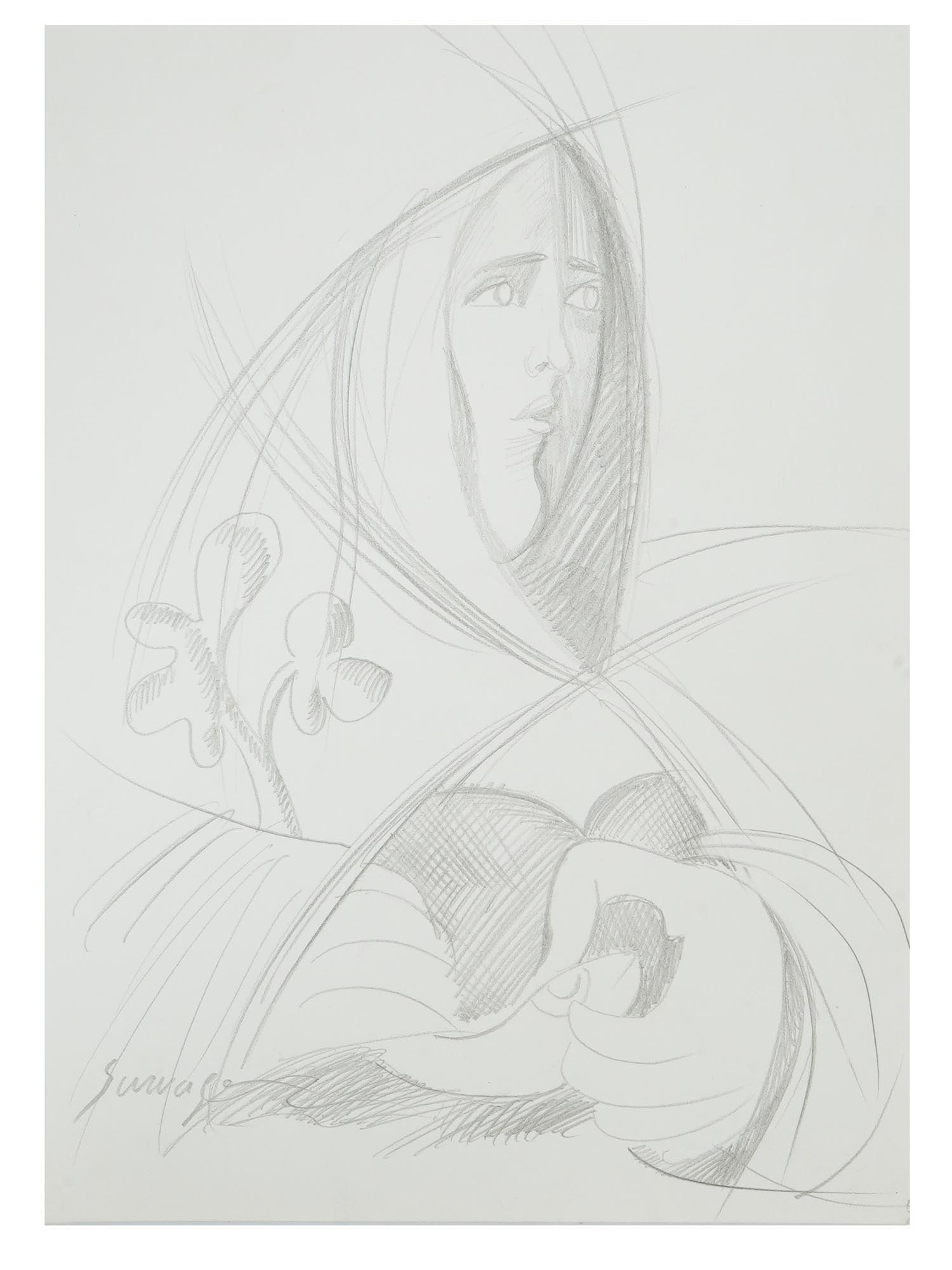 ATTR TO LEOPOLD SURVAGE RUSSIAN FRENCH PORTRAIT DRAWING (1 of 4)