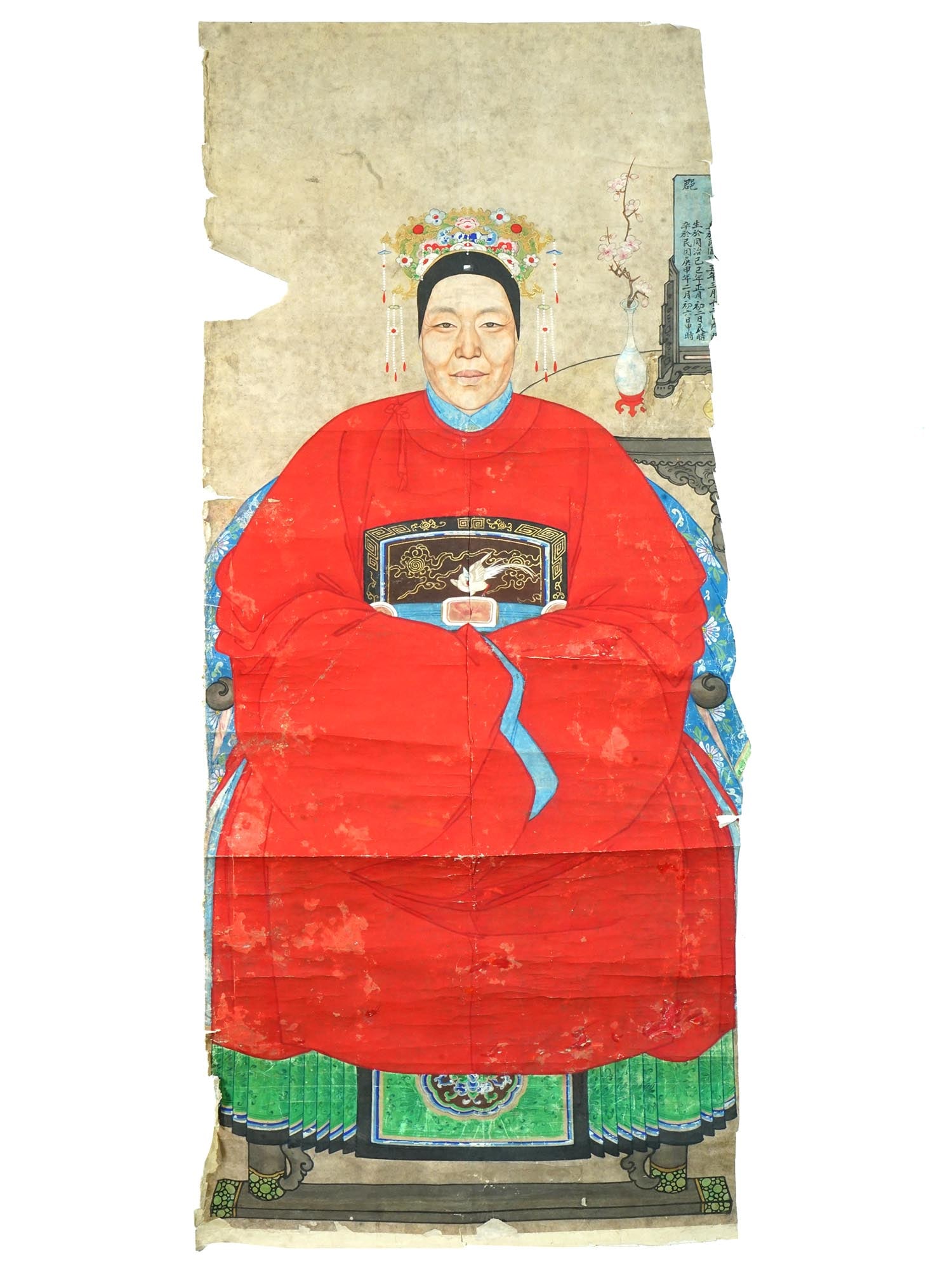 19TH C CHINESE ANCESTOR WATERCOLOR PAINTING SCROLL (1 of 5)