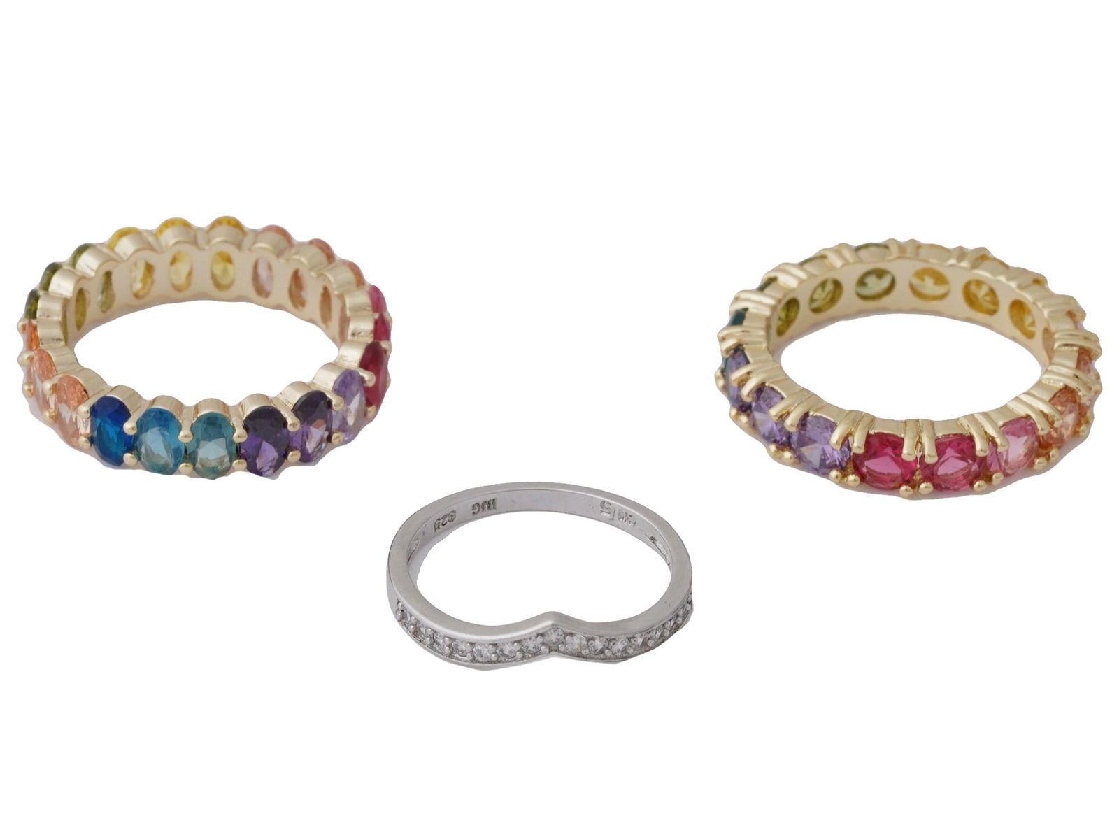 LOT OF THREE STERLING SILVER RINGS WITH GEMSTONES (1 of 7)