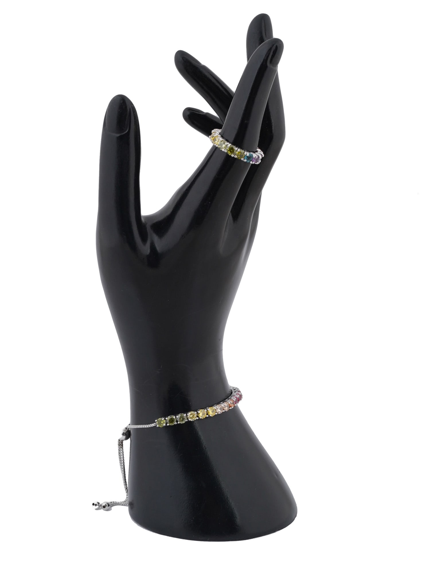 VINTAGE STERLING SILVER CRYSTALS BRACELET AND RING (1 of 5)