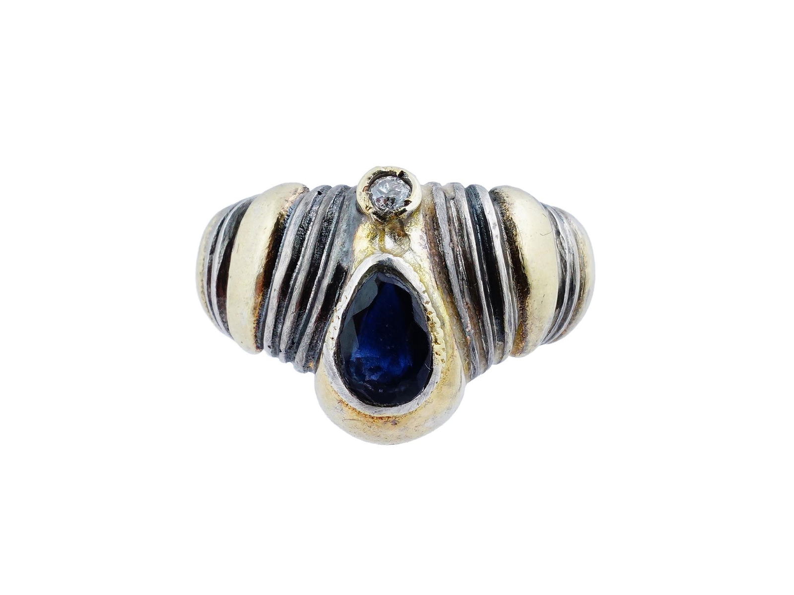 SILVER GOLD PLATED STONE CUSTOM MADE JEWELRY RING (1 of 6)