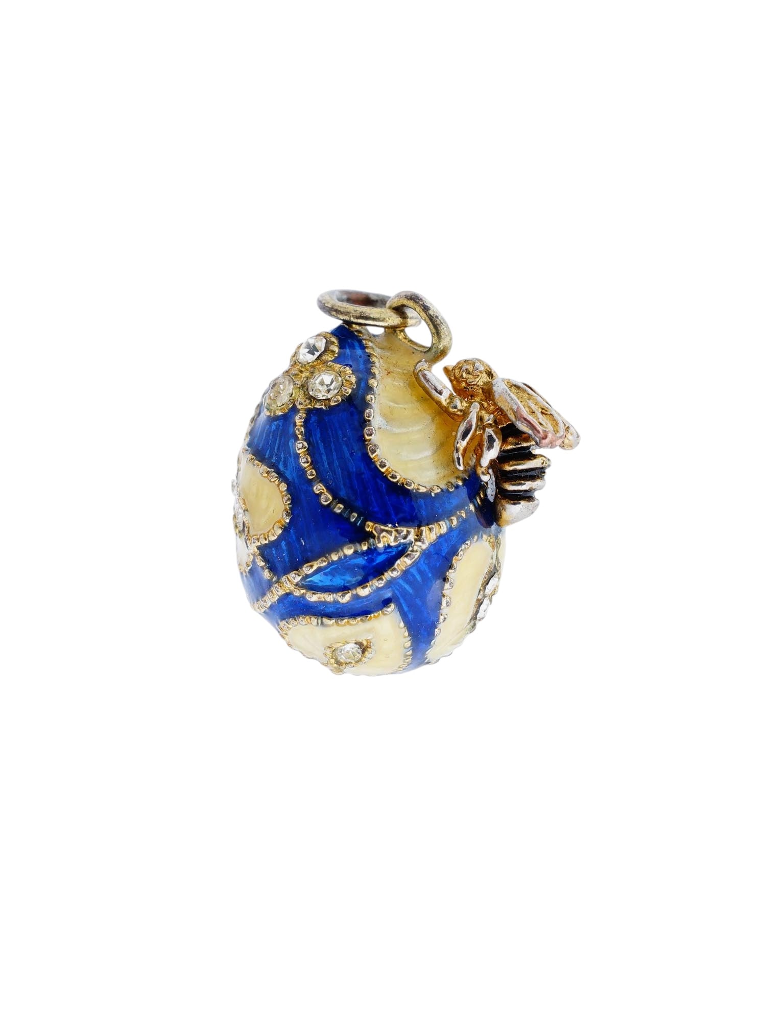 RUSSIAN GILT SILVER EGG PENDANT WITH BEE AND DIAMONDS (1 of 7)