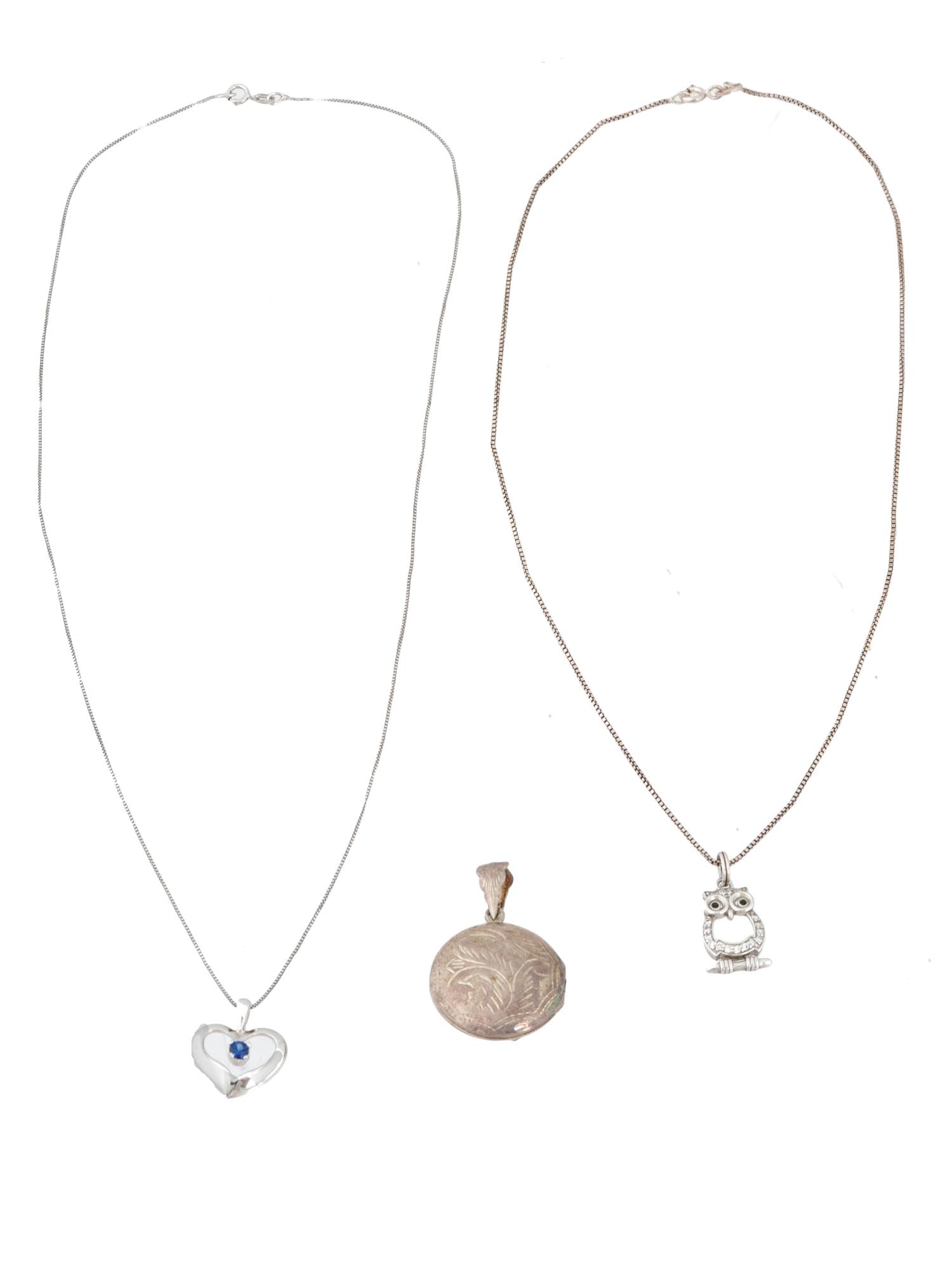 TWO SILVER NECKLACES AND ONE LOCKED PENDANT (1 of 7)