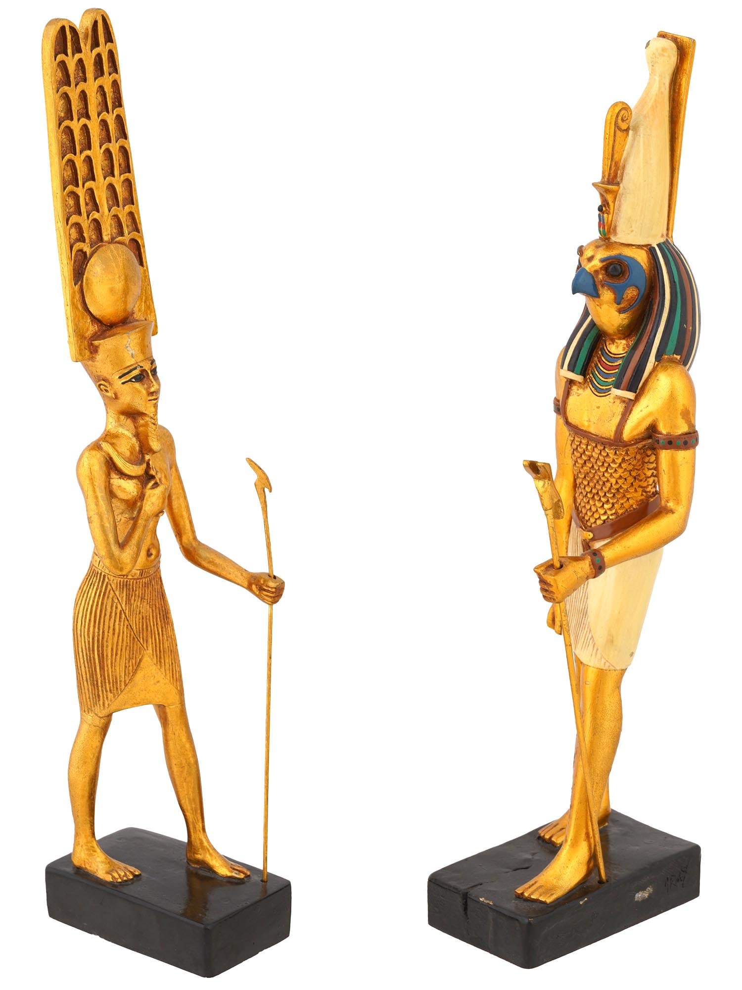EGYPTIAN GODS AMUN RA HORUS PAINTED CERAMIC STATUES (1 of 10)