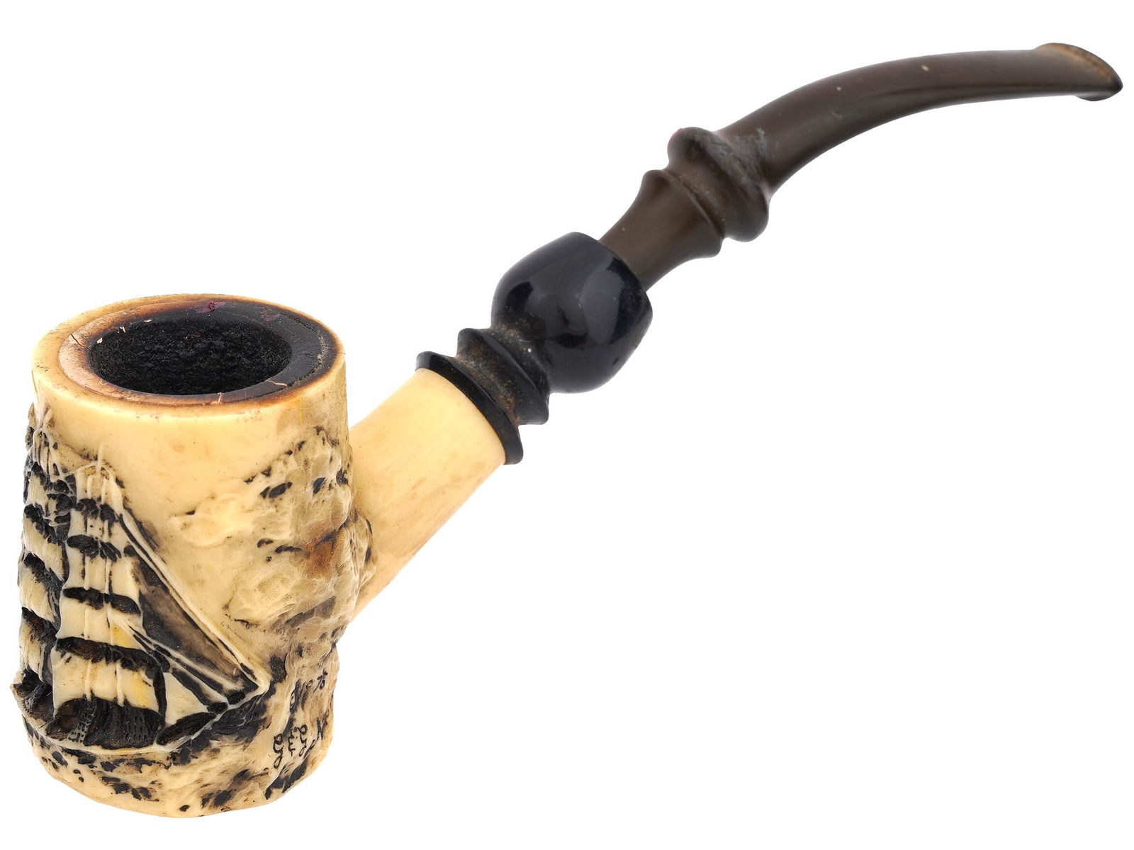 1976 SCULPTED CARVED MEERSCHAUM TOBACCO PIPE SIGNED (1 of 7)