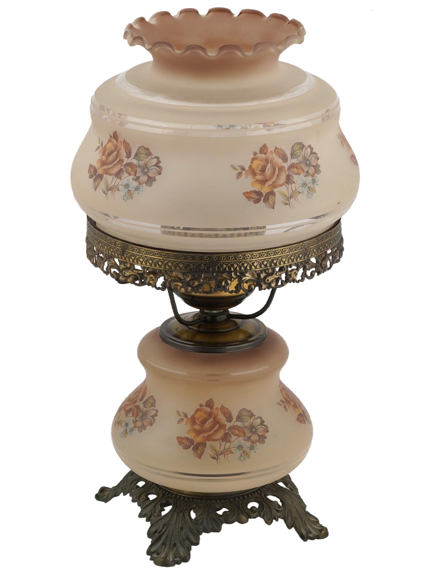 VINTAGE HURRICANE FROSTED GLASS TABLE LAMP 1973 (1 of 9)