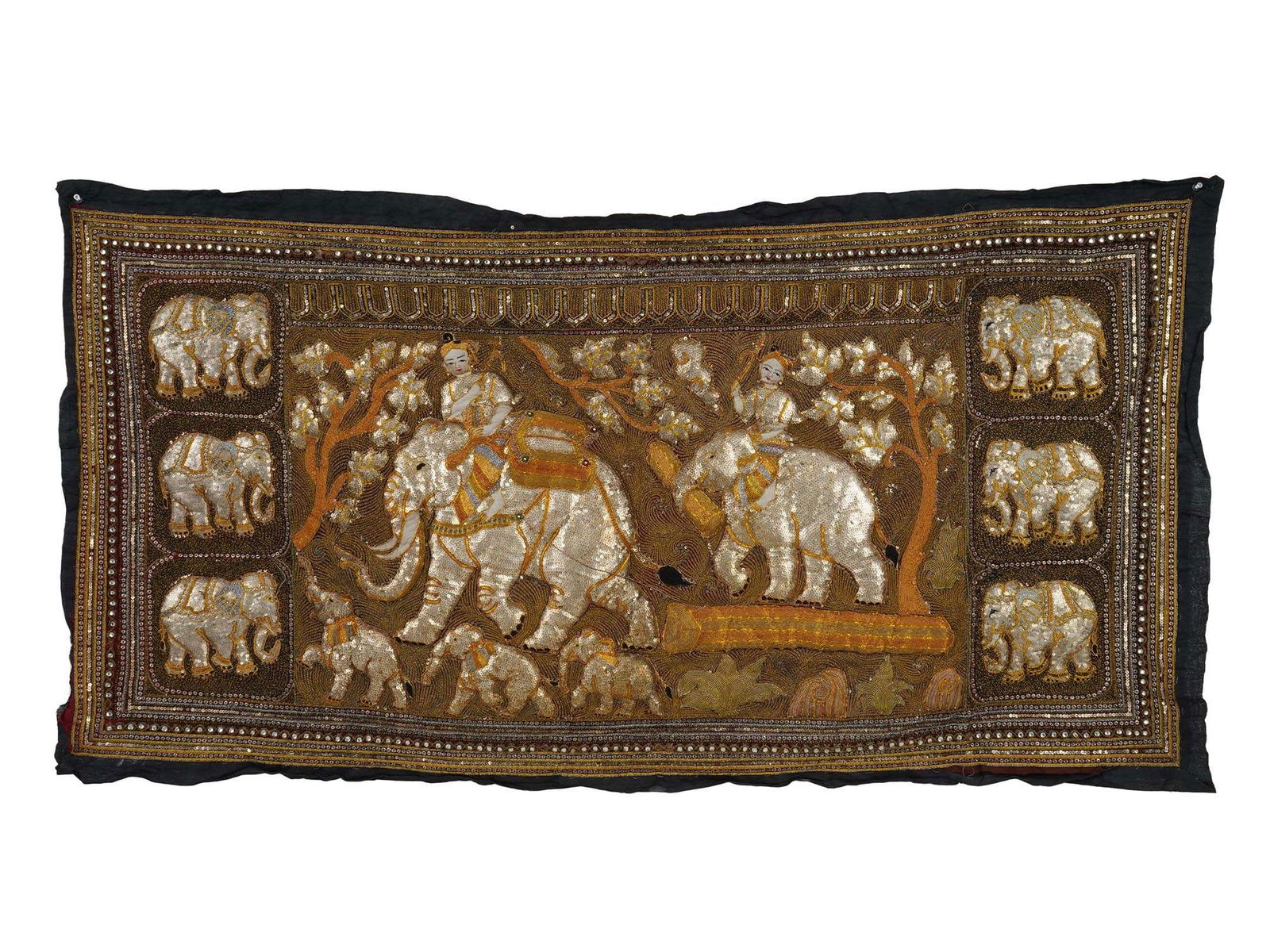 THAI BURMESE KALAGA HAND EMBROIDERED TAPESTRY (1 of 5)