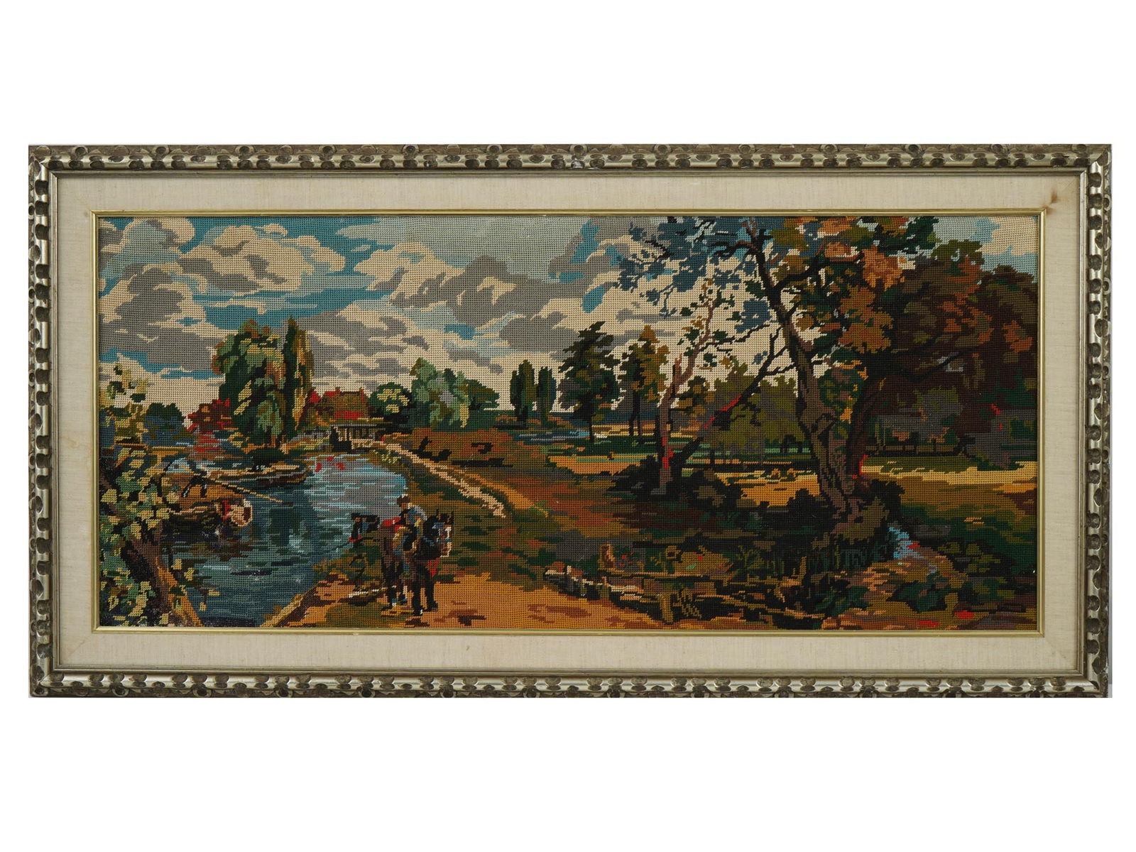 FRENCH MANNER LANDSCAPE HAND EMBROIDERED TAPESTRY (1 of 4)