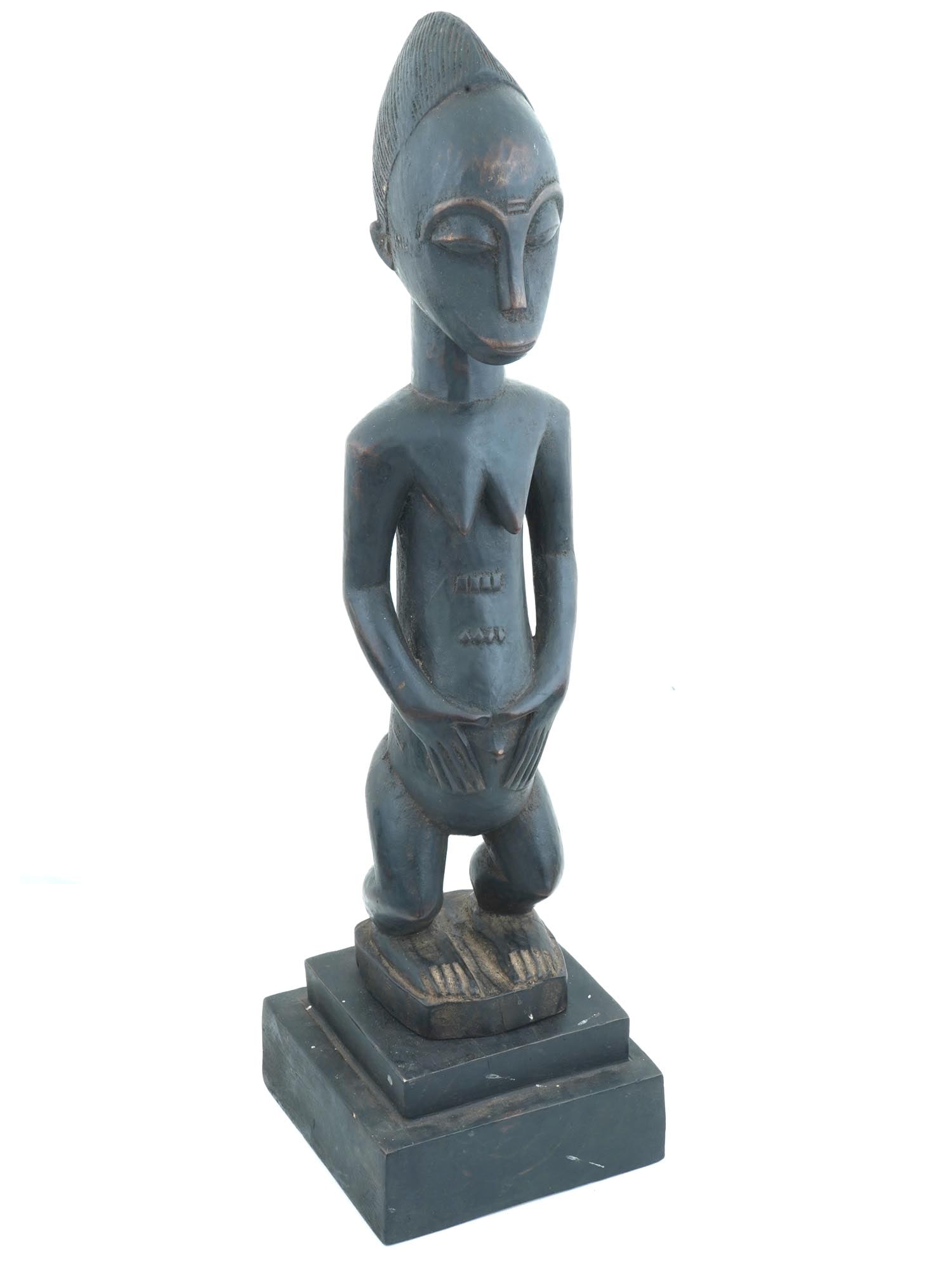 WEST AFRICAN BAULE HAND CARVED WOOD FEMALE FIGURINE (1 of 7)