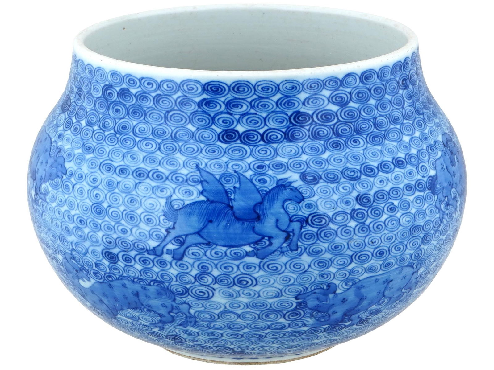 19TH C CHINESE HAND PAINTED BLUE AND WHITE CERAMIC JAR (1 of 7)