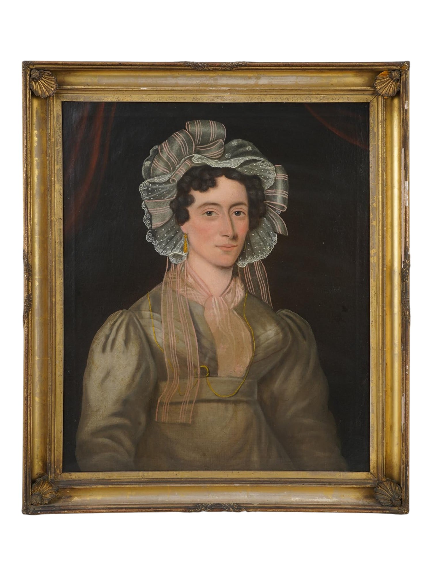 AMMI PHILLIPS MANNER FEMALE PORTRAIT OIL PAINTING (1 of 6)