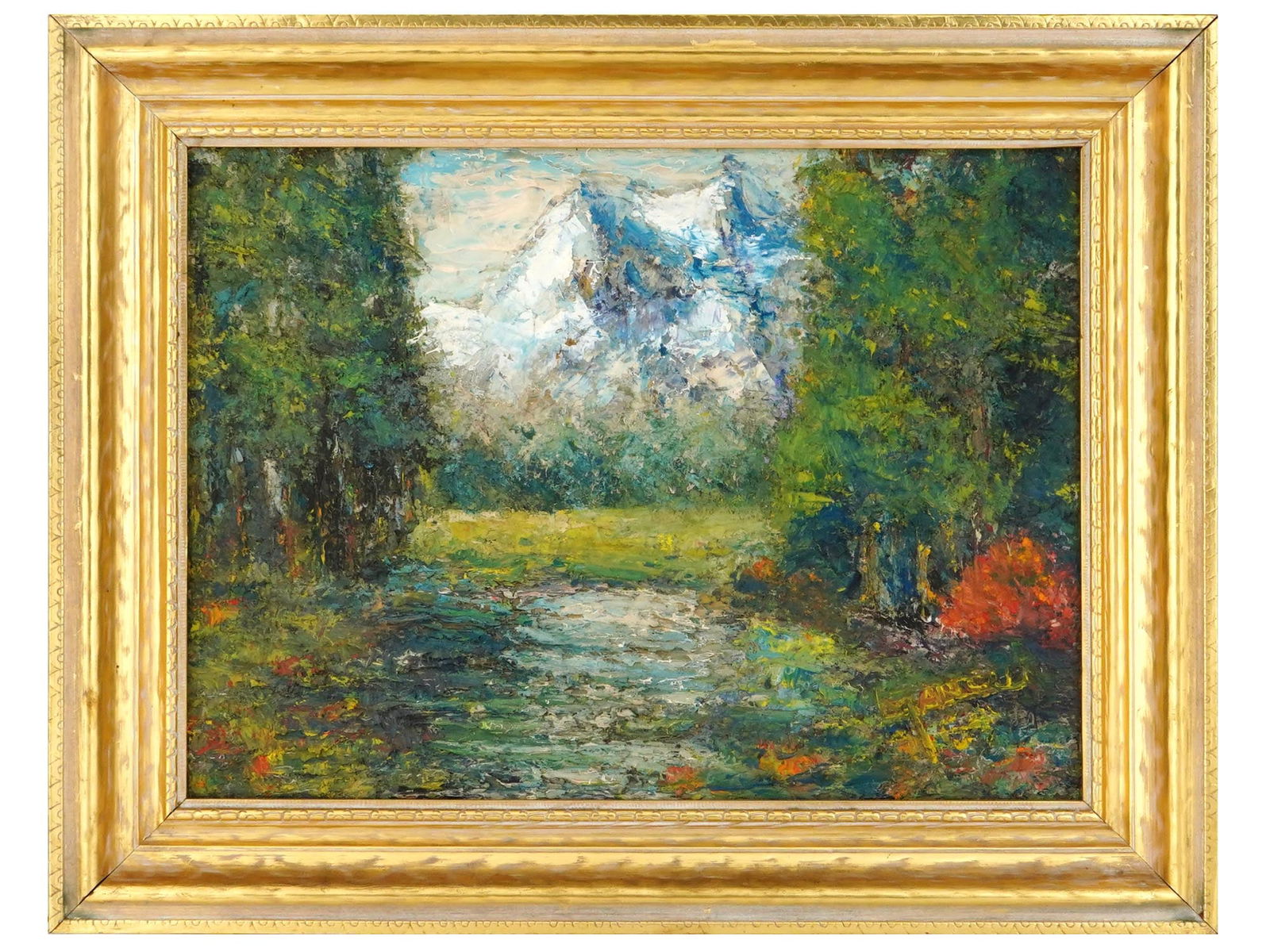 IMPRESSIONIST LANDSCAPE OIL PAINTING SIGNED MARCUS (1 of 4)