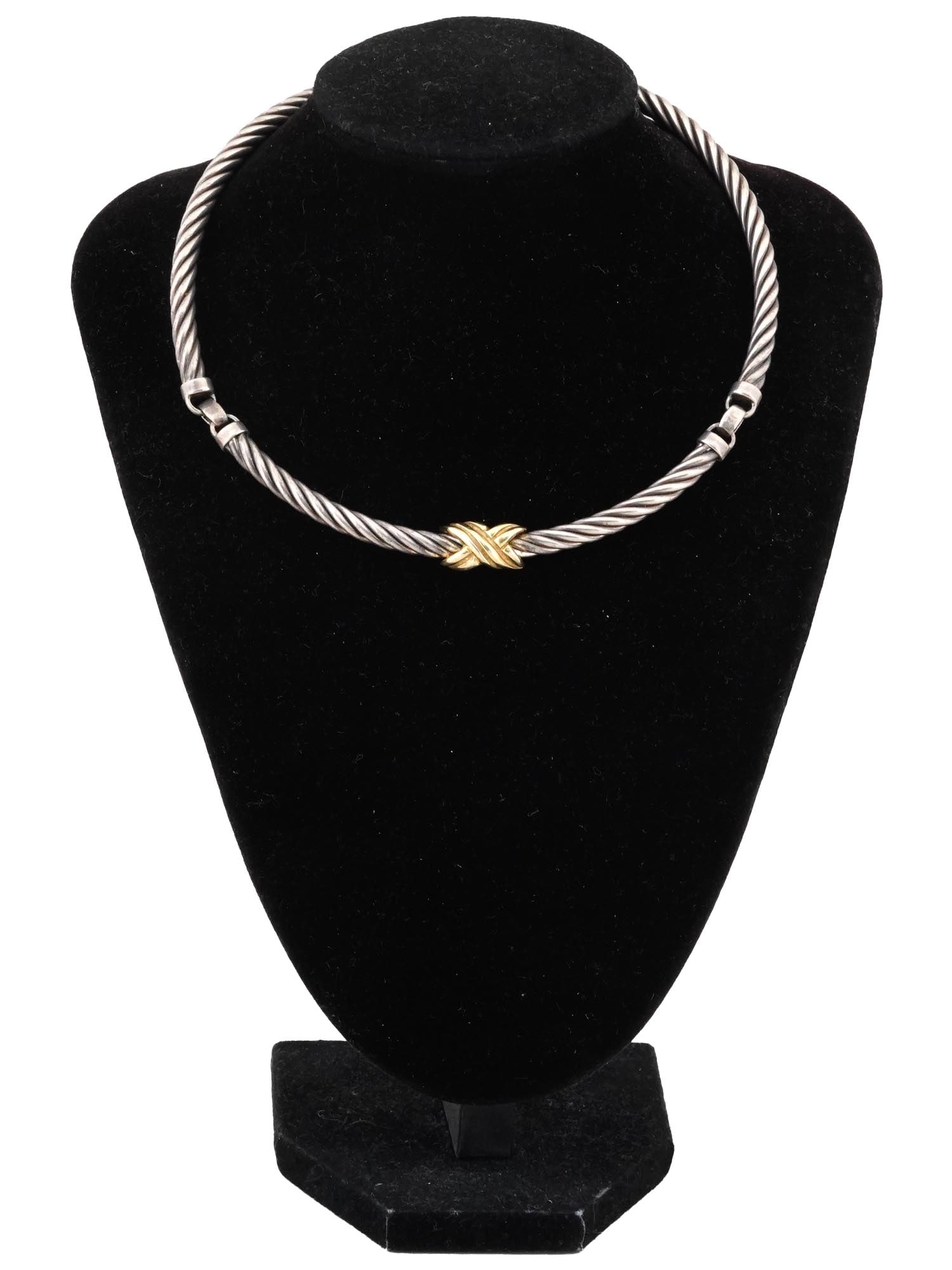 ITALIAN DAVID YURMAN STYLE SILVER 14K GOLD NECKLACE (1 of 4)