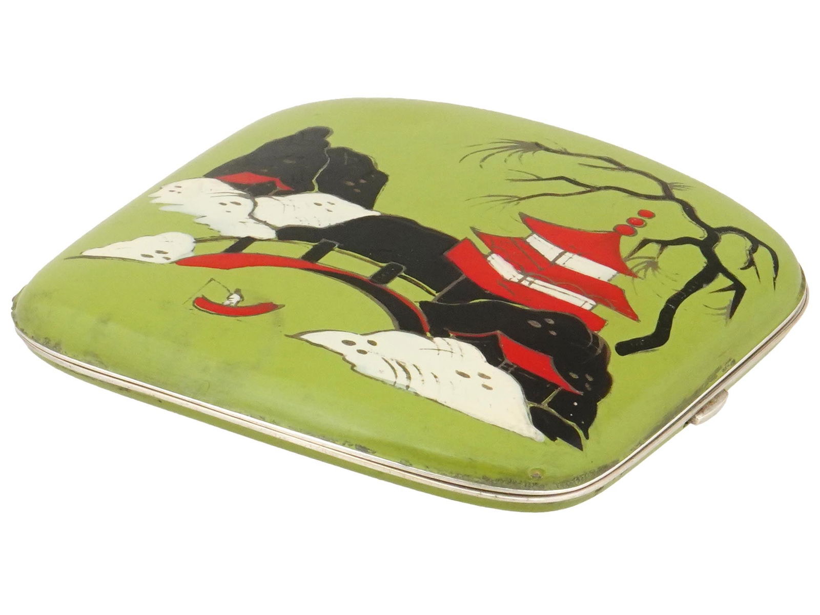 VINTAGE ASIAN SILVER ENAMEL CIGARETTE CASE (1 of 6)