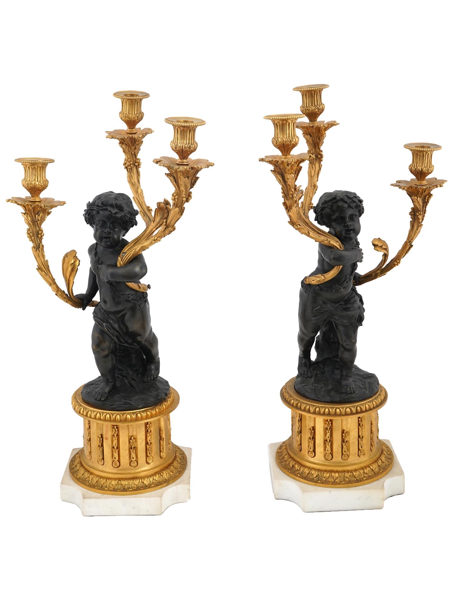 ANTIQUE 19TH C FRENCH BRONZE MARBLE CANDELABRAS (1 of 8)