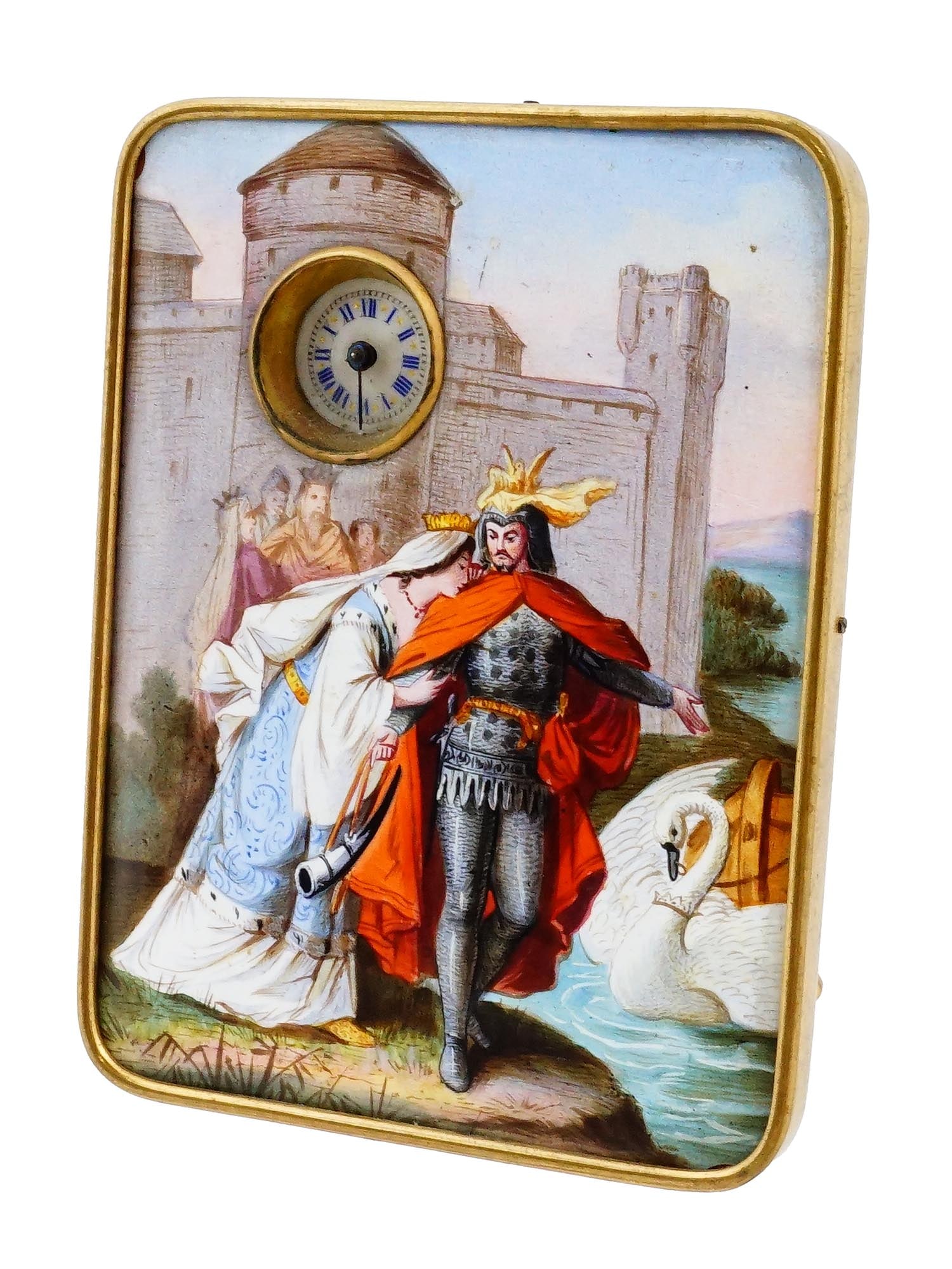 MINIATURE VINTAGE HAND PAINTED ENAMEL TABLE CLOCK (1 of 7)