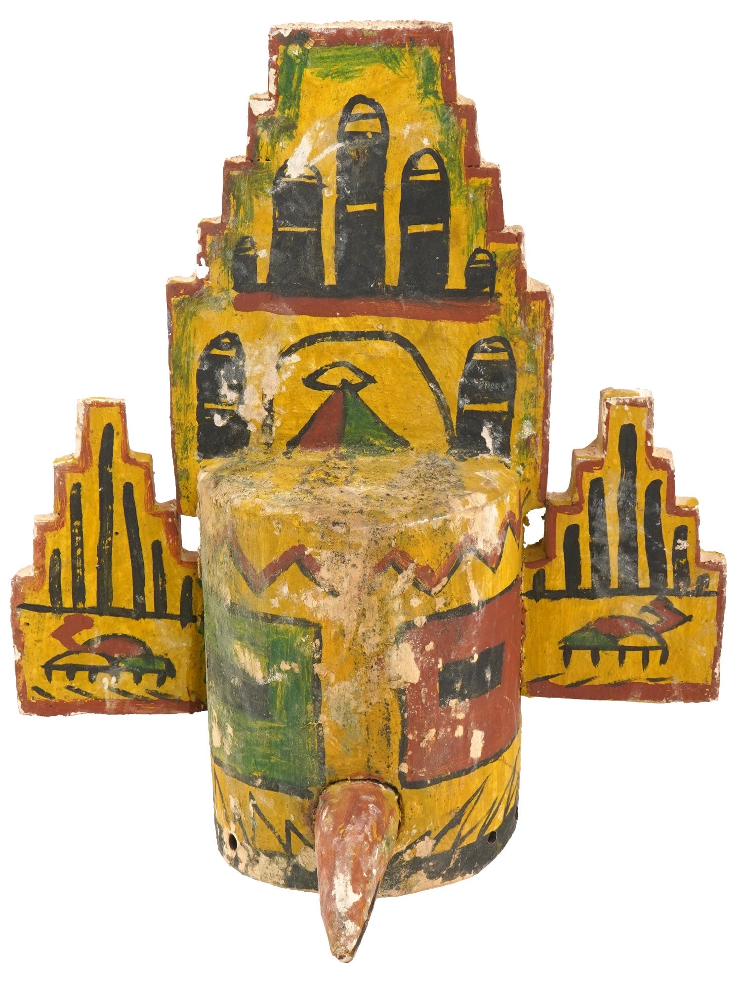 NORTH AMERICAN INDIAN REGION KACHINA MASK: A North American Indian Kachina mask associated with the religious and spiritual practices of various Native American tribes, particularly the Hopi and Pueblo peoples of the American Southwest. Kachin