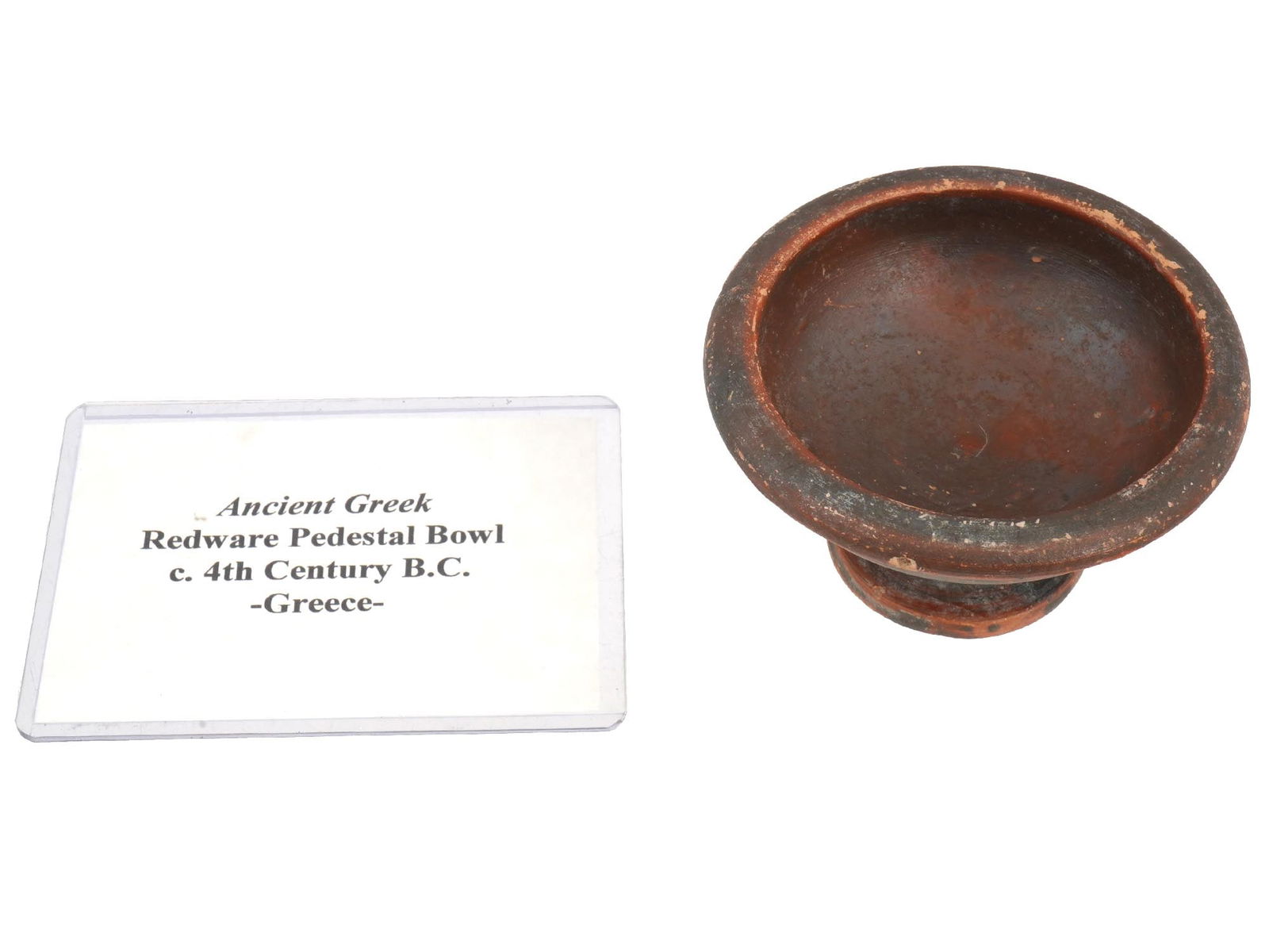 ANCIENT GREEK POTTERY REDWARE PEDESTAL BOWL 4TH C BC (1 of 7)