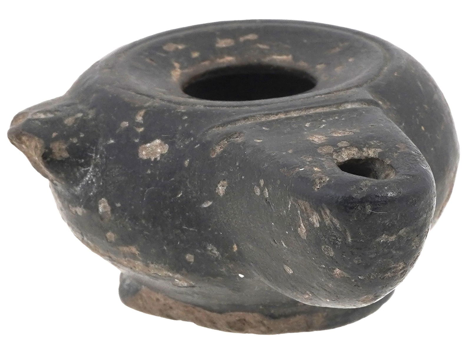 ANCIENT NEAR EASTERN GLAZED CERAMIC OIL LAMP (1 of 8)
