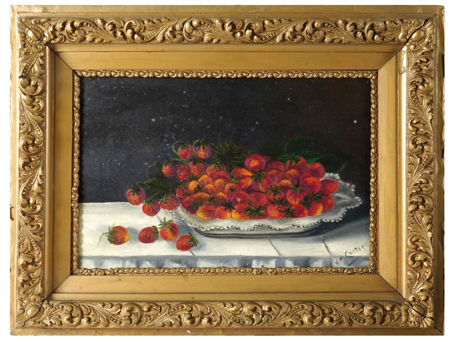 VINTAGE BERRIES STILL LIFE PAINTING SIGNED CARTER (1 of 4)