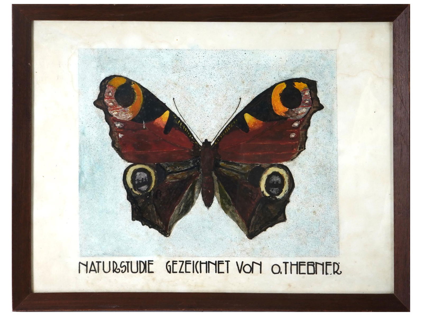 MIXED MEDIA PAINTING BUTTERFLY SIGNED THEBNER (1 of 3)