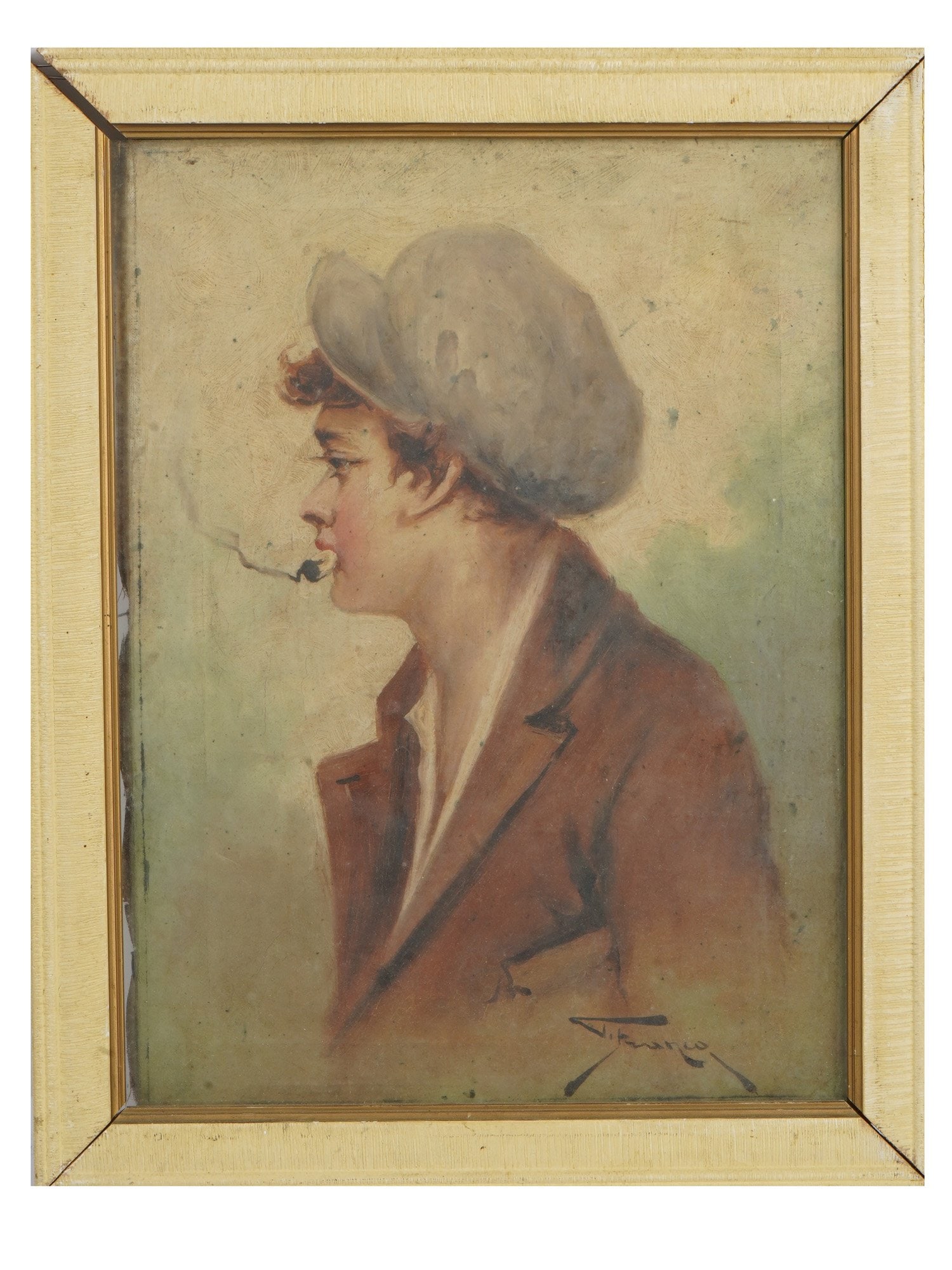 AMERICAN MALE PORTRAIT OIL PAINTING SIGNED FRANCO (1 of 5)