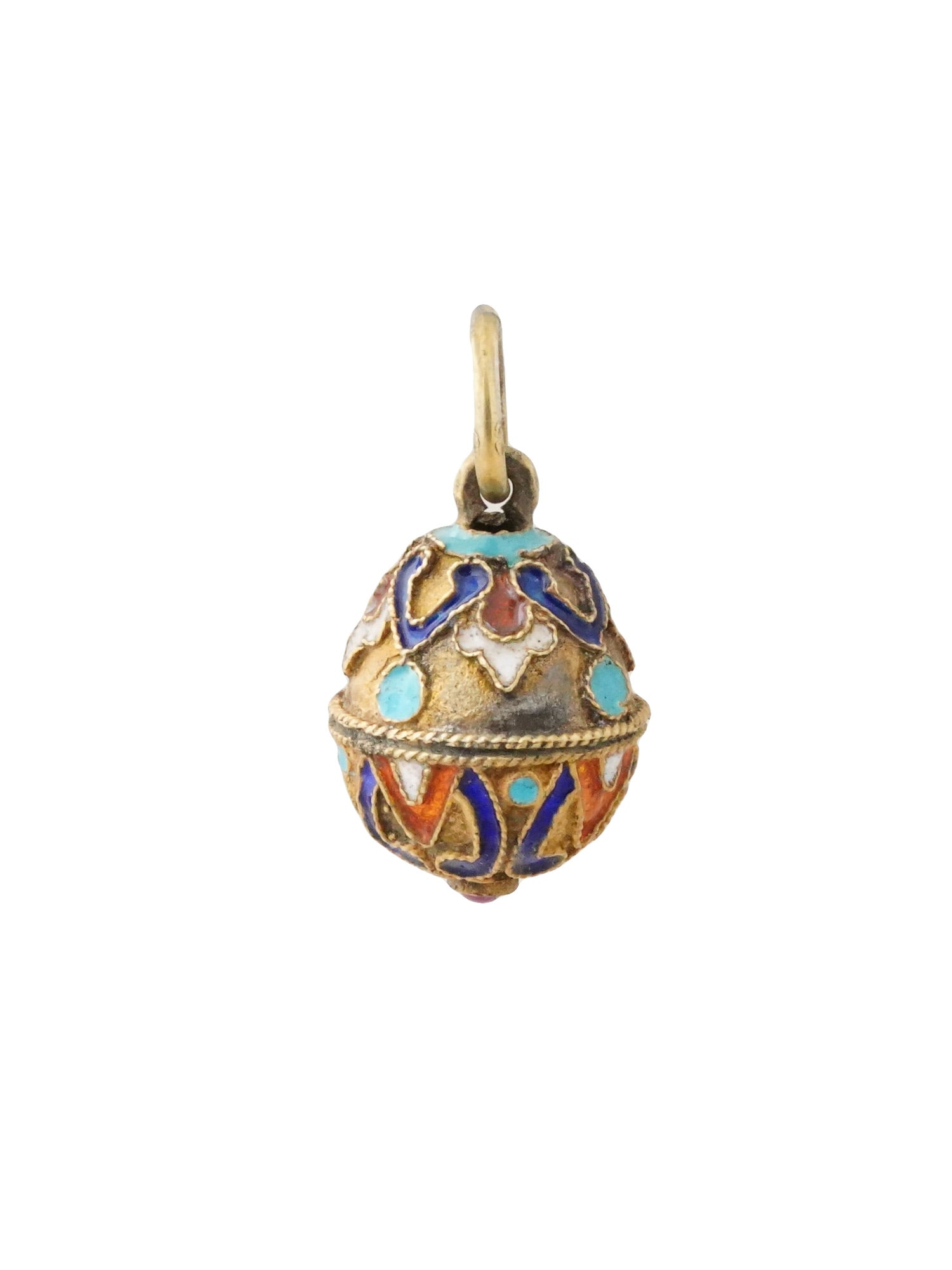 RUSSIAN SILVER CLOISONNE ENAMEL EASTER EGG PENDANT (1 of 4)