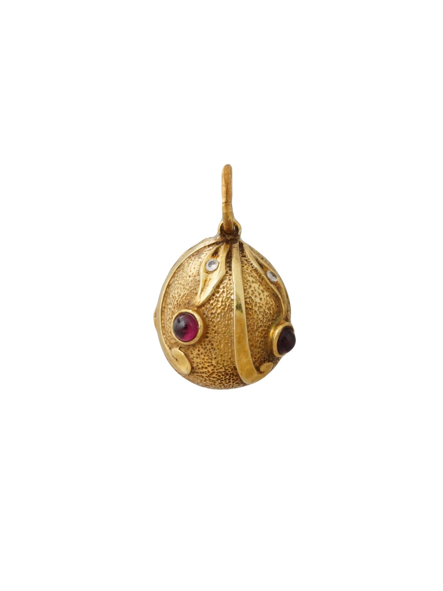RUSSIAN GILT SILVER EASTER EGG PENDANT WITH RUBIES (1 of 4)