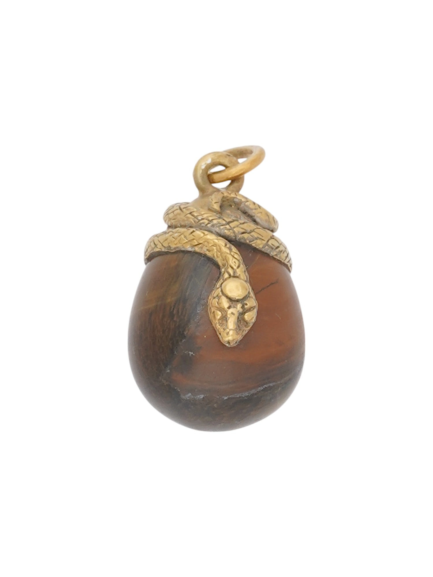 RUSSIAN SILVER HARD STONE SNAKE EASTER EGG PENDANT (1 of 7)